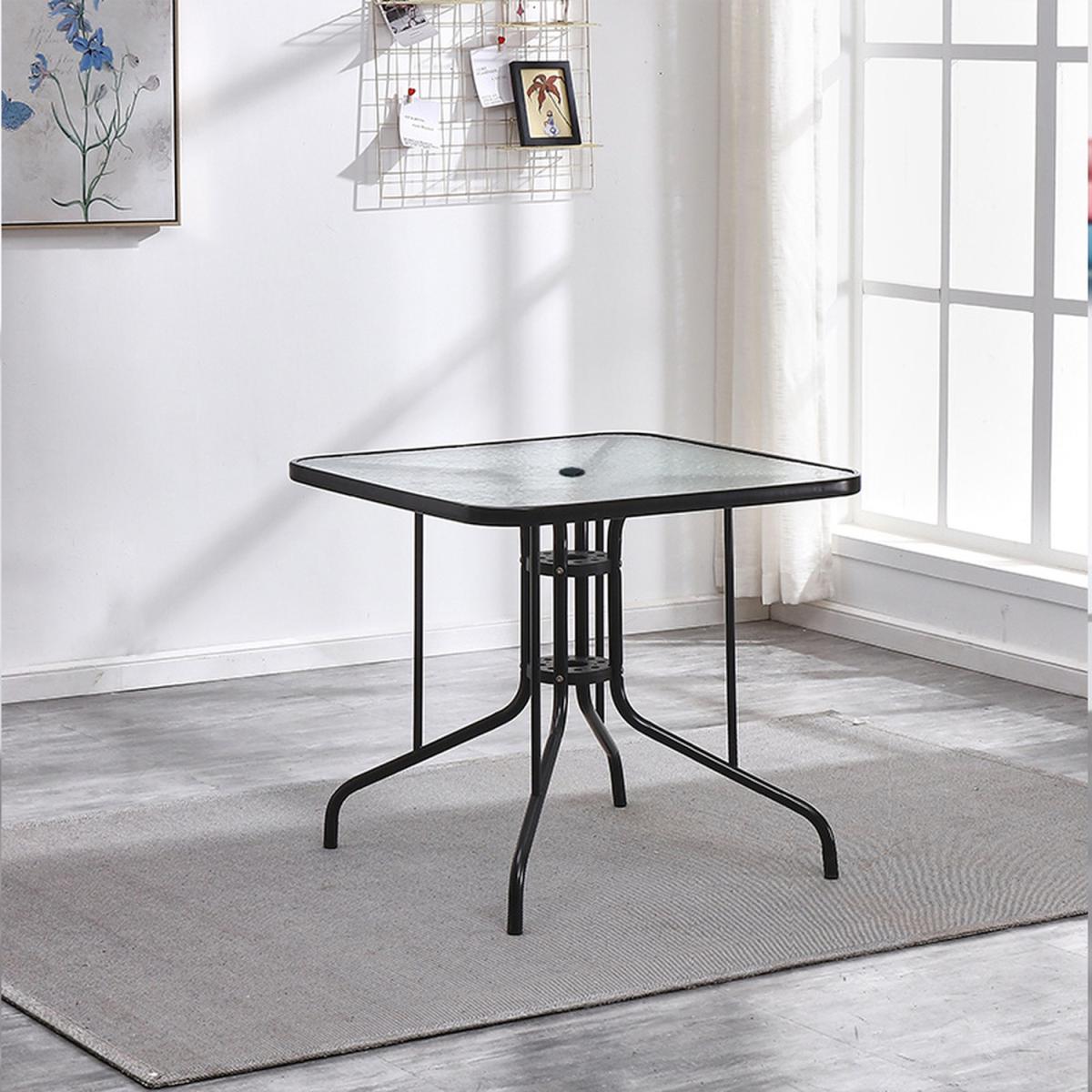 Stylish Square Coffee Tempered Glass Side Table With Painting Stand - Black – image 2