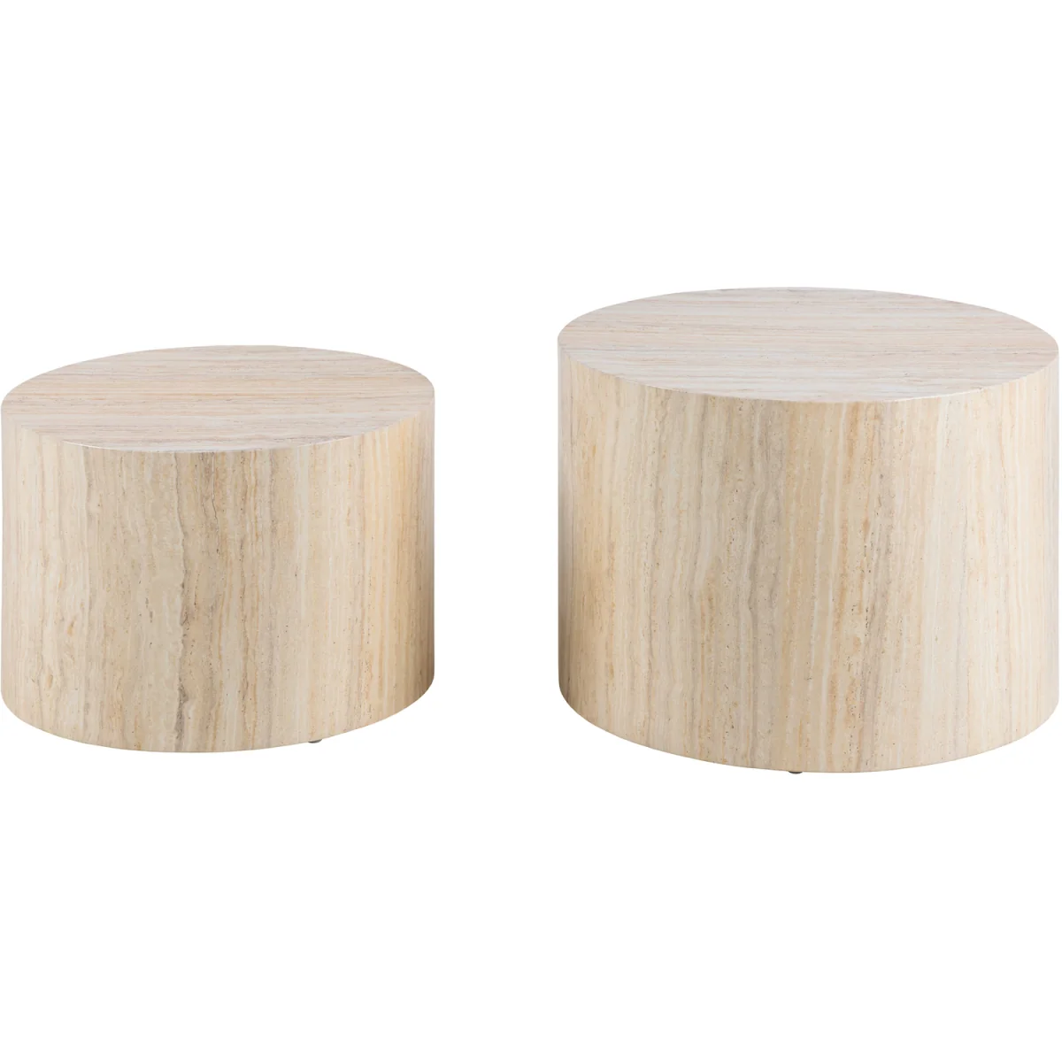 Dice Round Coffee Table Set in Light Travertine Effect - Travertine – image 4