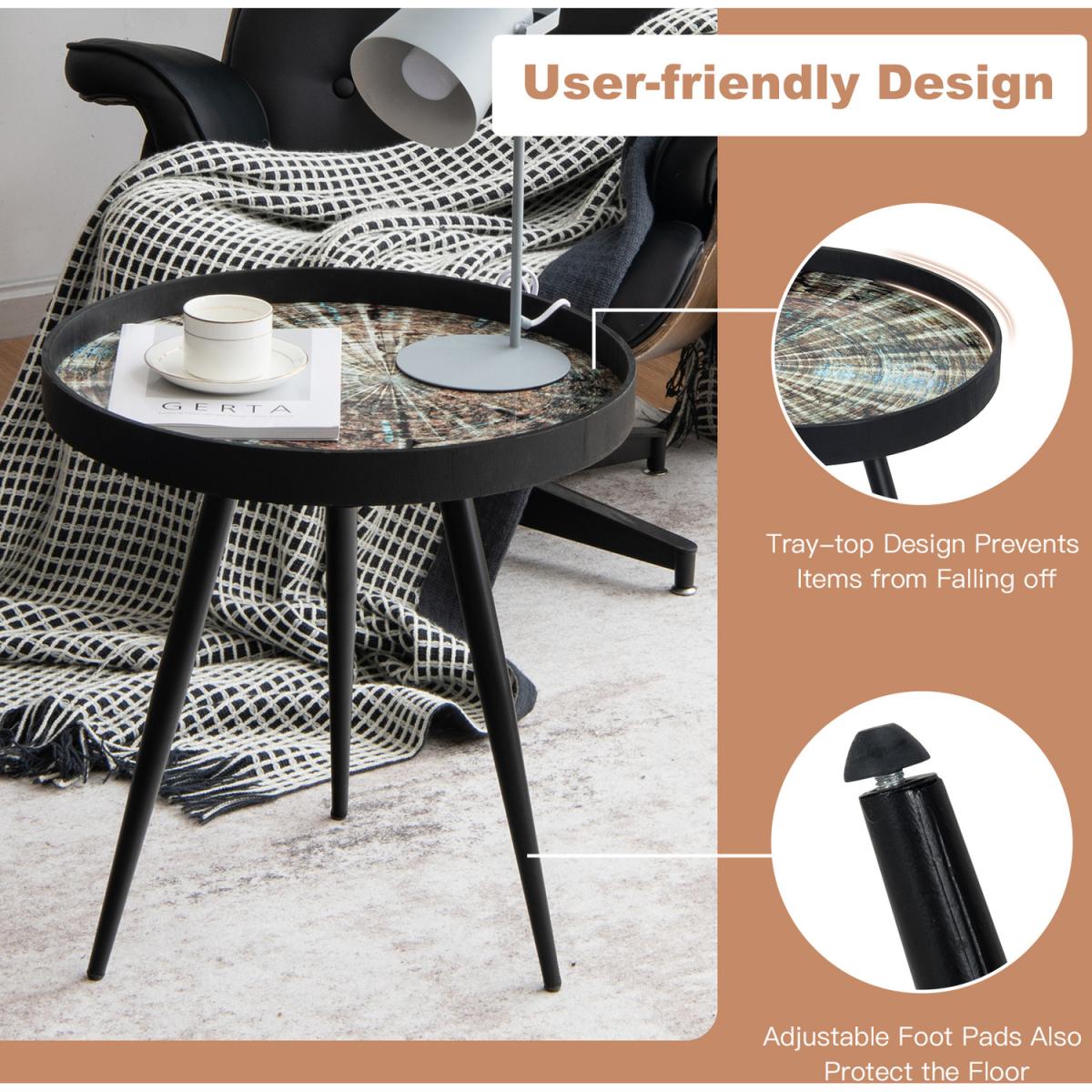 Costway Modern Round Coffee Table-Black - Black – image 4