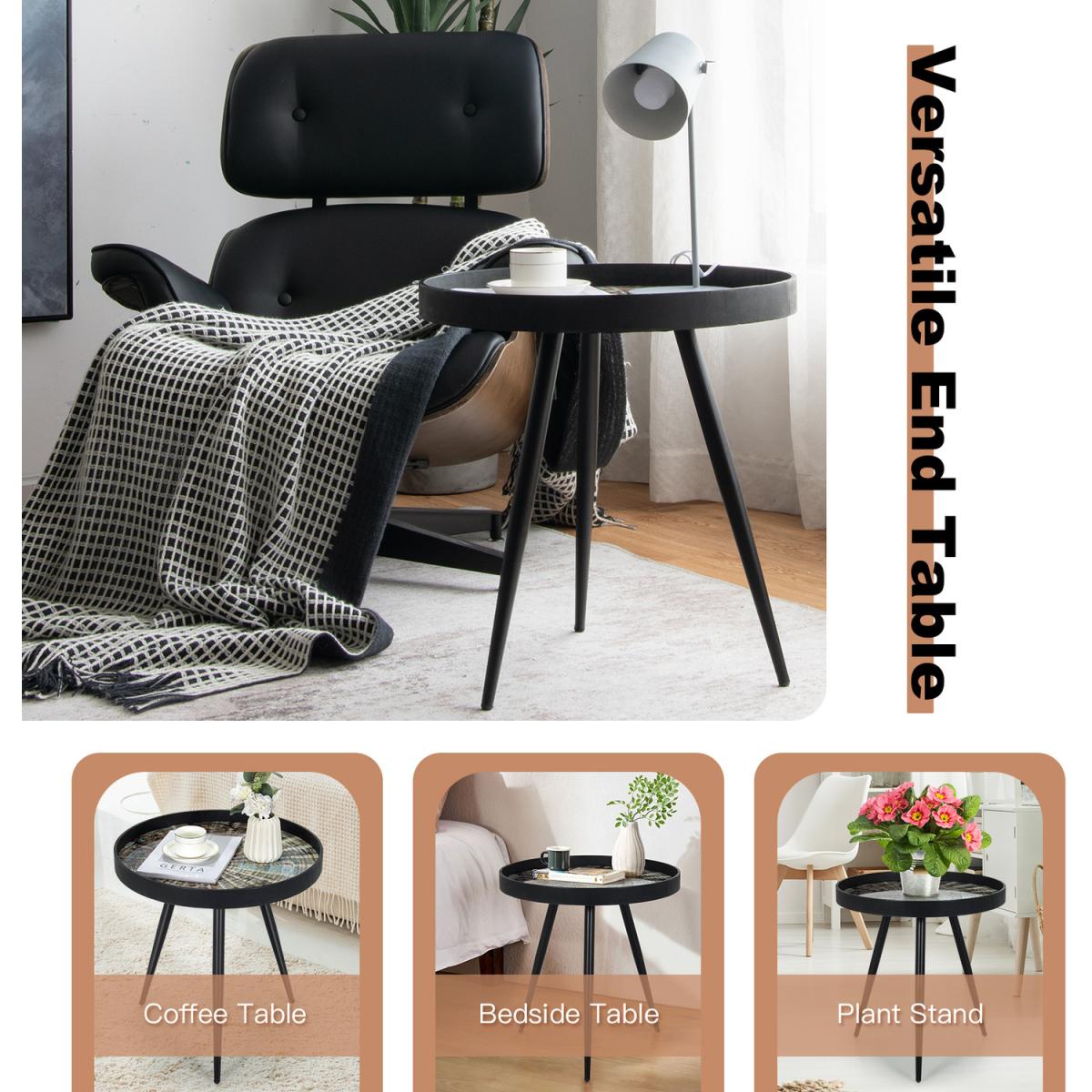 Costway Modern Round Coffee Table-Black - Black – image 5