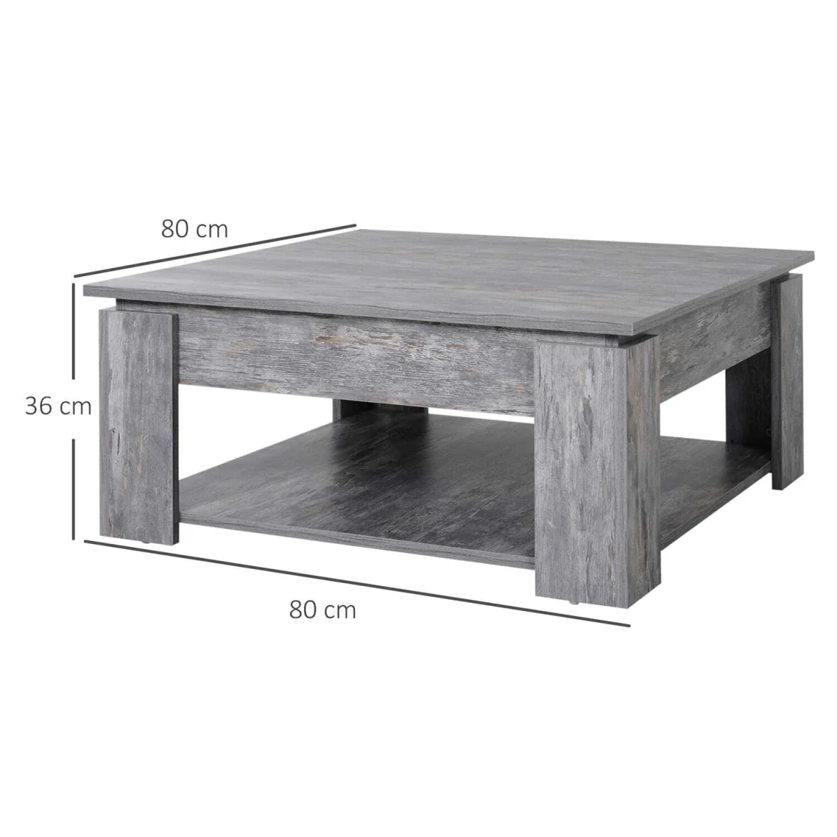 Rebane Wood Effect Grey 2-Tier Coffee Table with Lower Storage Shelf – image 2