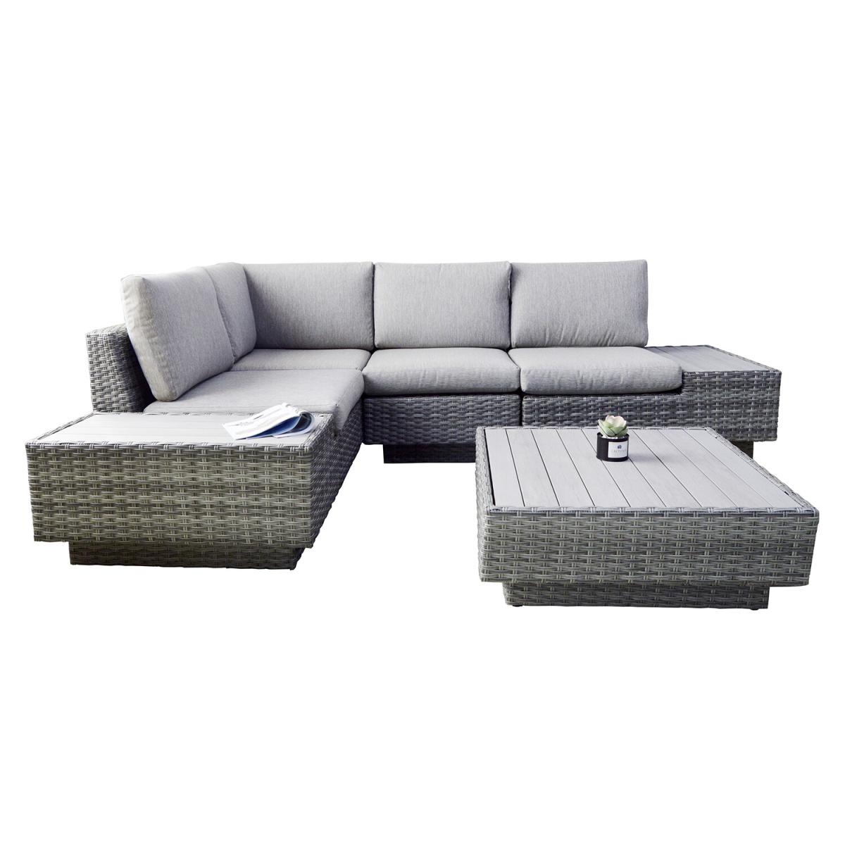 Florida 5 Piece Outdoor Corner Sofa Set for Garden Patio & Decking - Cushioned 4 Seater with Coffee Table & Side Table – image 2