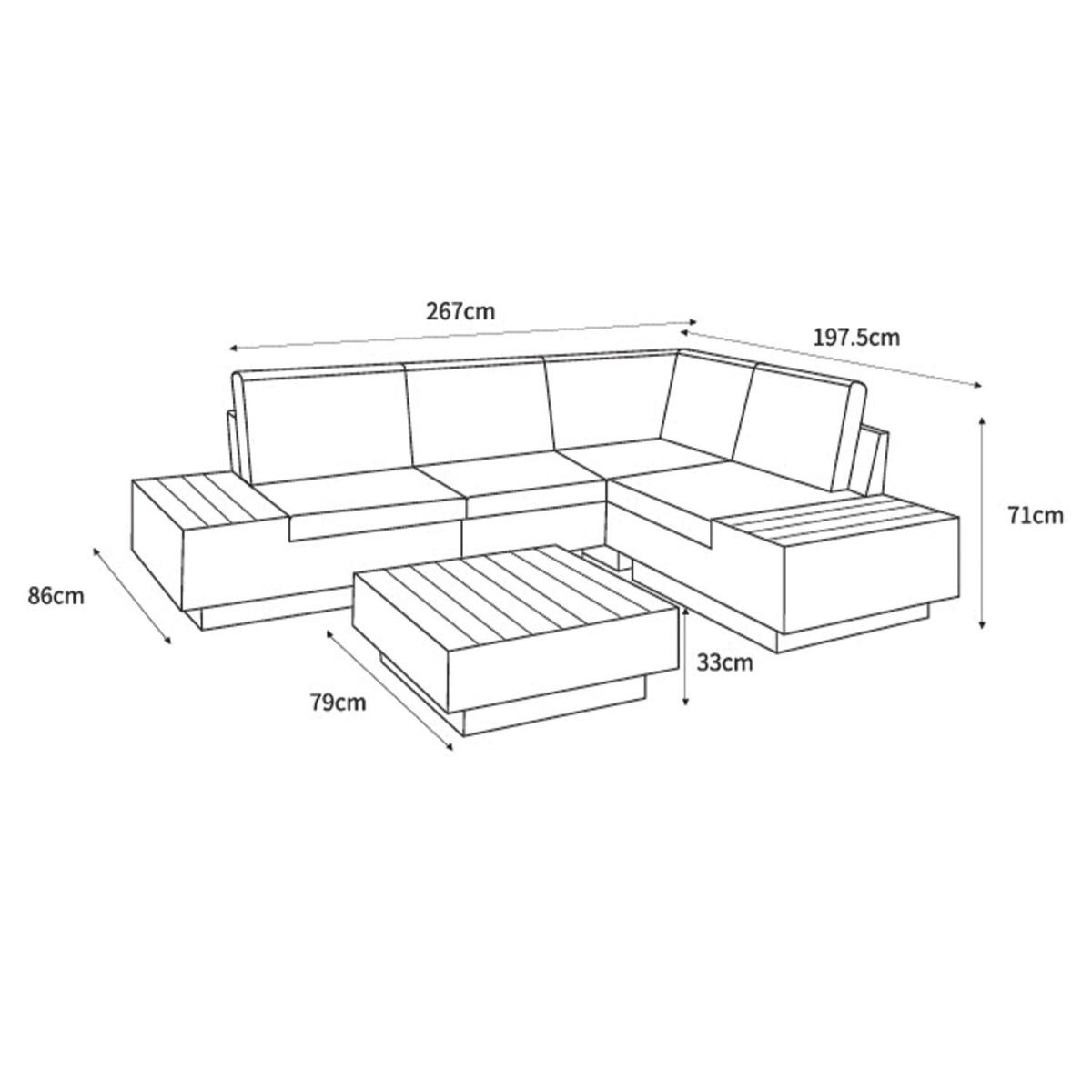 Florida 5 Piece Outdoor Corner Sofa Set for Garden Patio & Decking - Cushioned 4 Seater with Coffee Table & Side Table – image 3