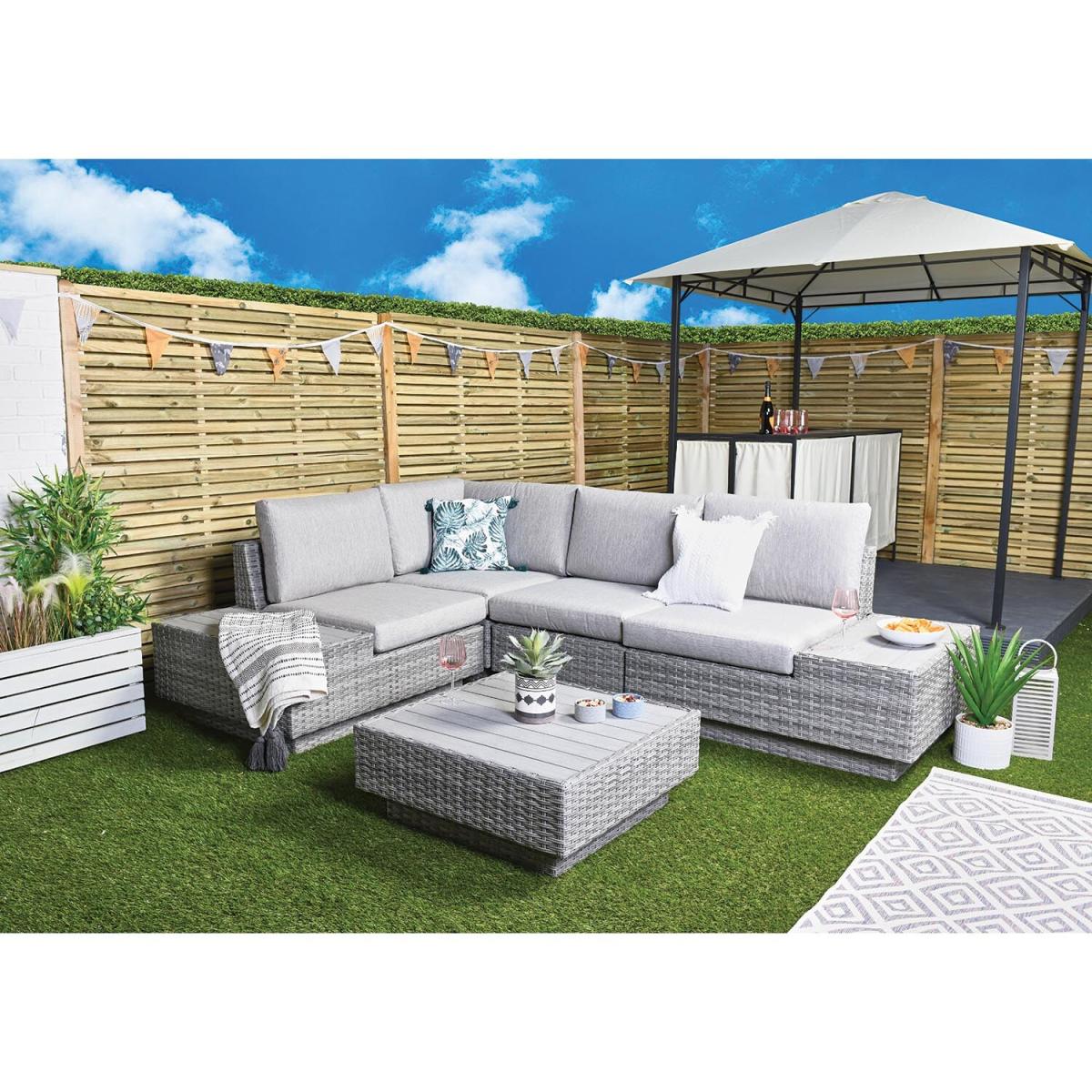 Florida 5 Piece Outdoor Corner Sofa Set for Garden Patio & Decking - Cushioned 4 Seater with Coffee Table & Side Table – image 4