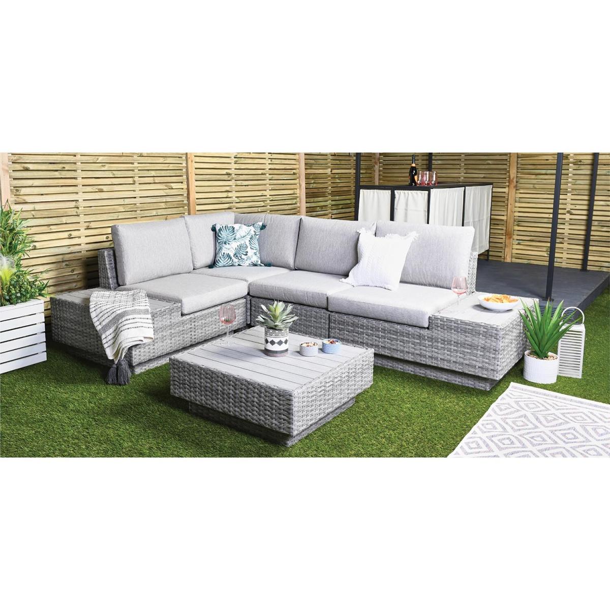 Florida 5 Piece Outdoor Corner Sofa Set for Garden Patio & Decking - Cushioned 4 Seater with Coffee Table & Side Table – image 8
