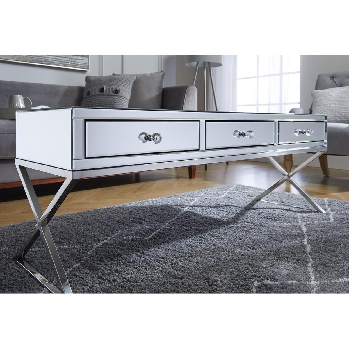 Salvador Mirrored Coffee Table Drawer - Mirror – image 7
