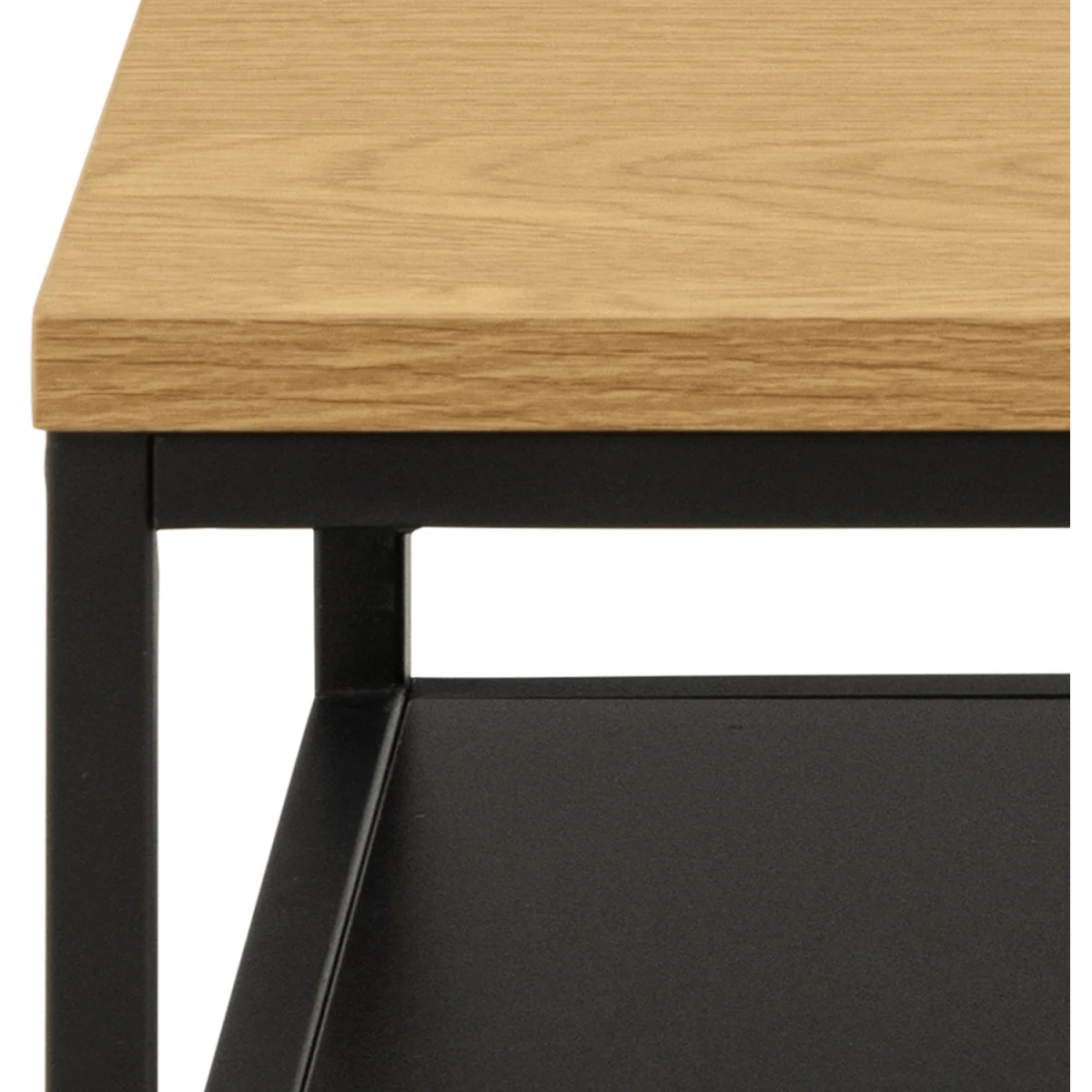 Gila Square Coffee Table with Open Shelf in Oak & Black - Oak & Black – image 6