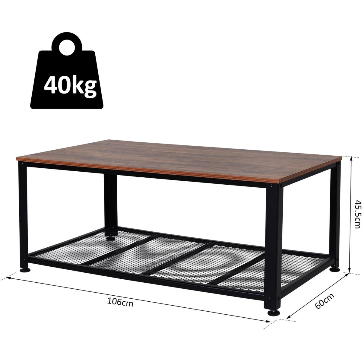 Coffee End Table with Storage Shelf - Brown – image 2