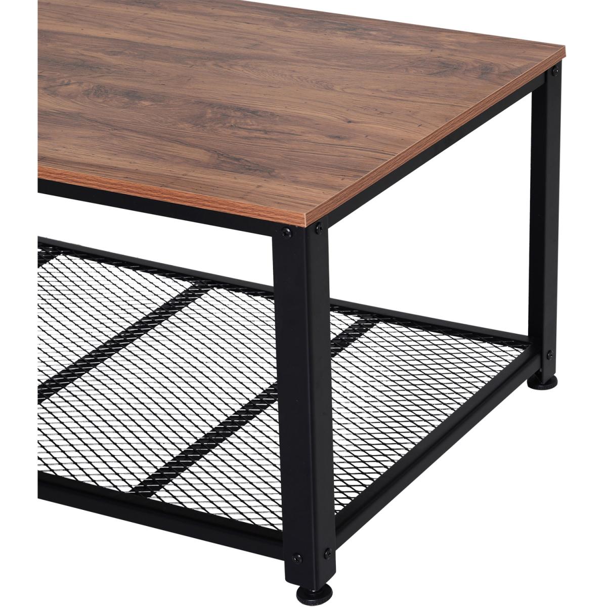 Coffee End Table with Storage Shelf - Brown – image 6