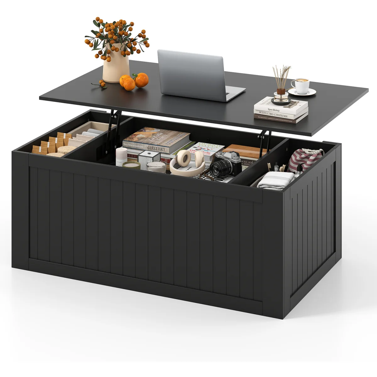 Costway Farmhouse Lift Top Coffee Table A - Black – image 5