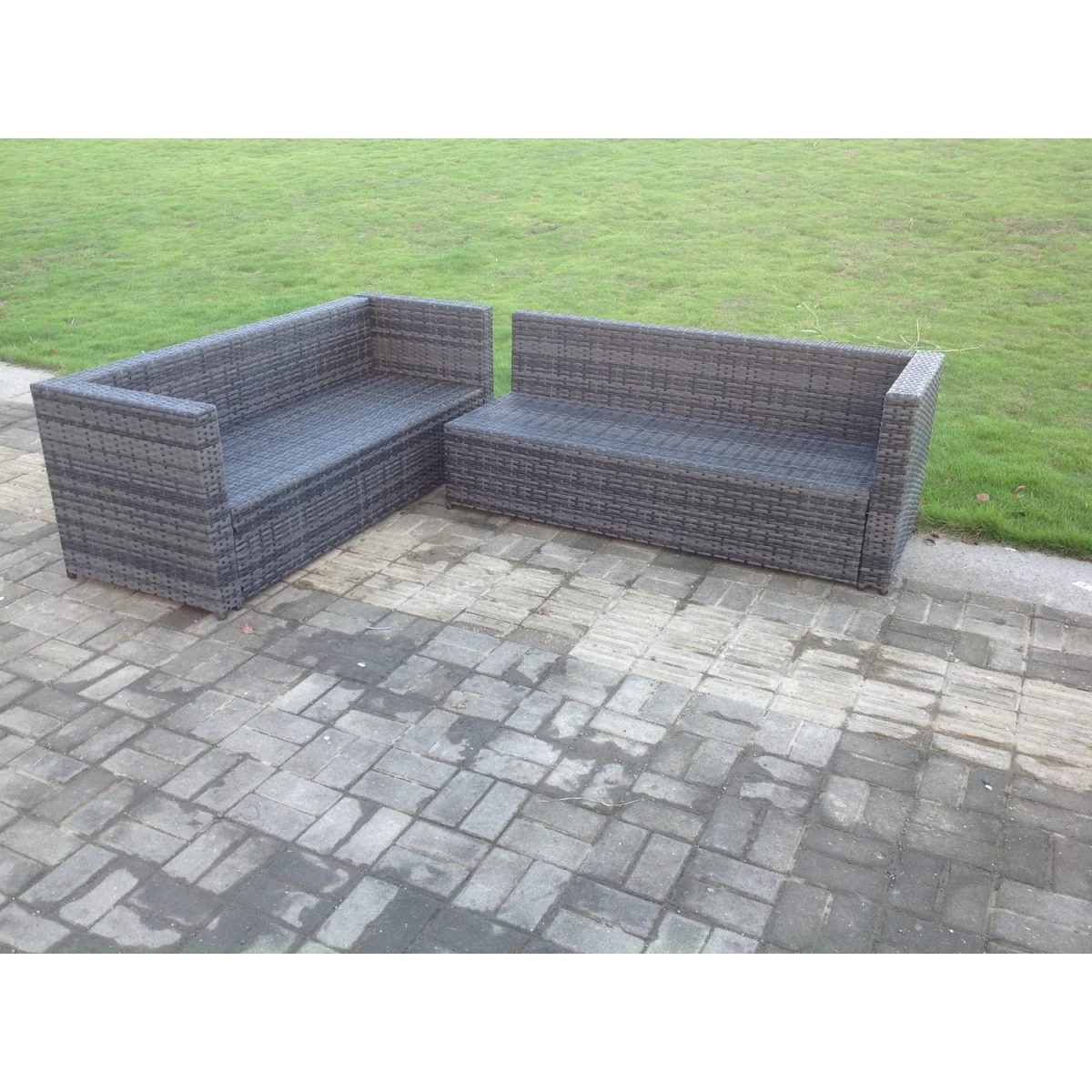 6 Seater Rattan Corner Sofa Set Coffee Table – image 3