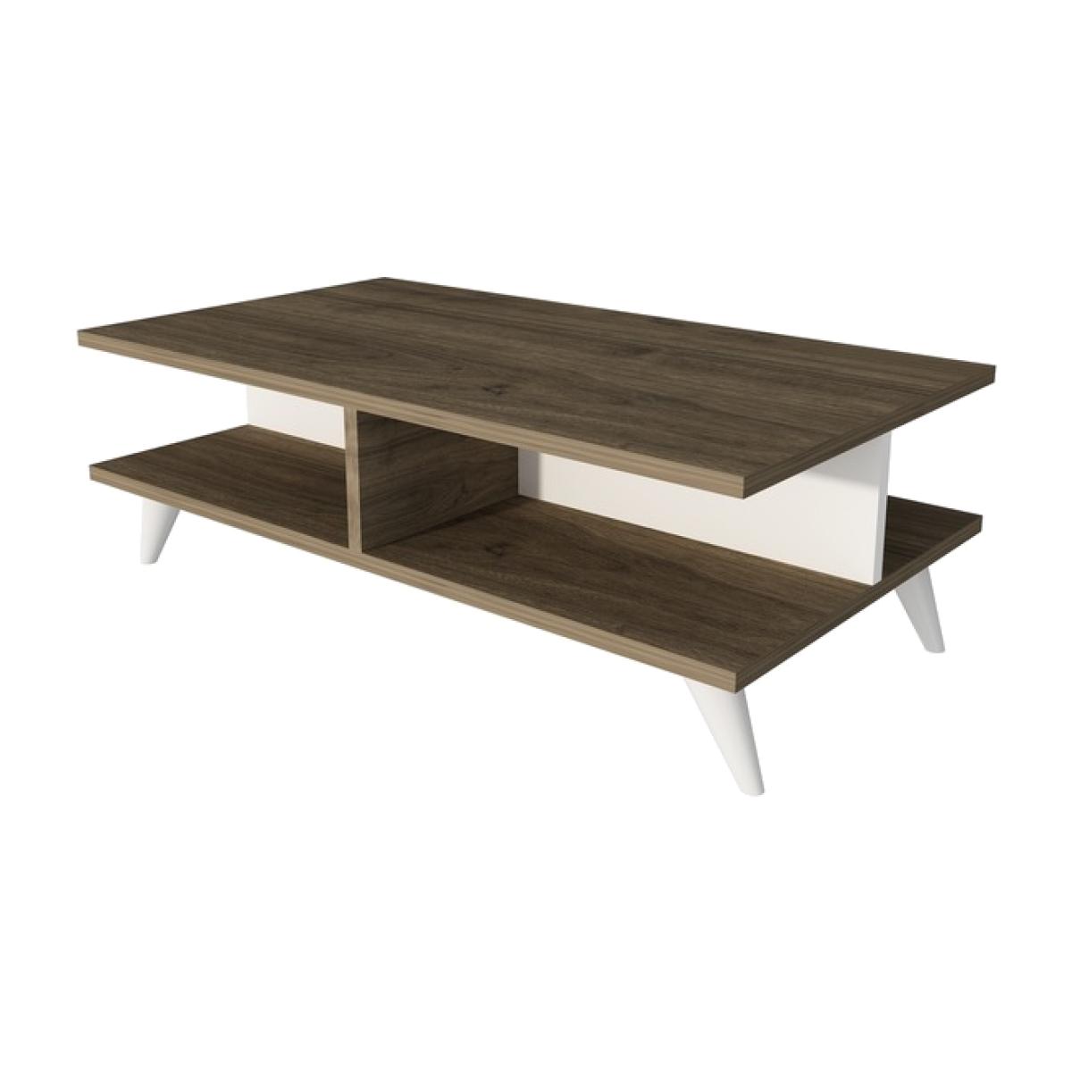 Verena Coffee Table with Storage Shelves - White - Walnut – image 1