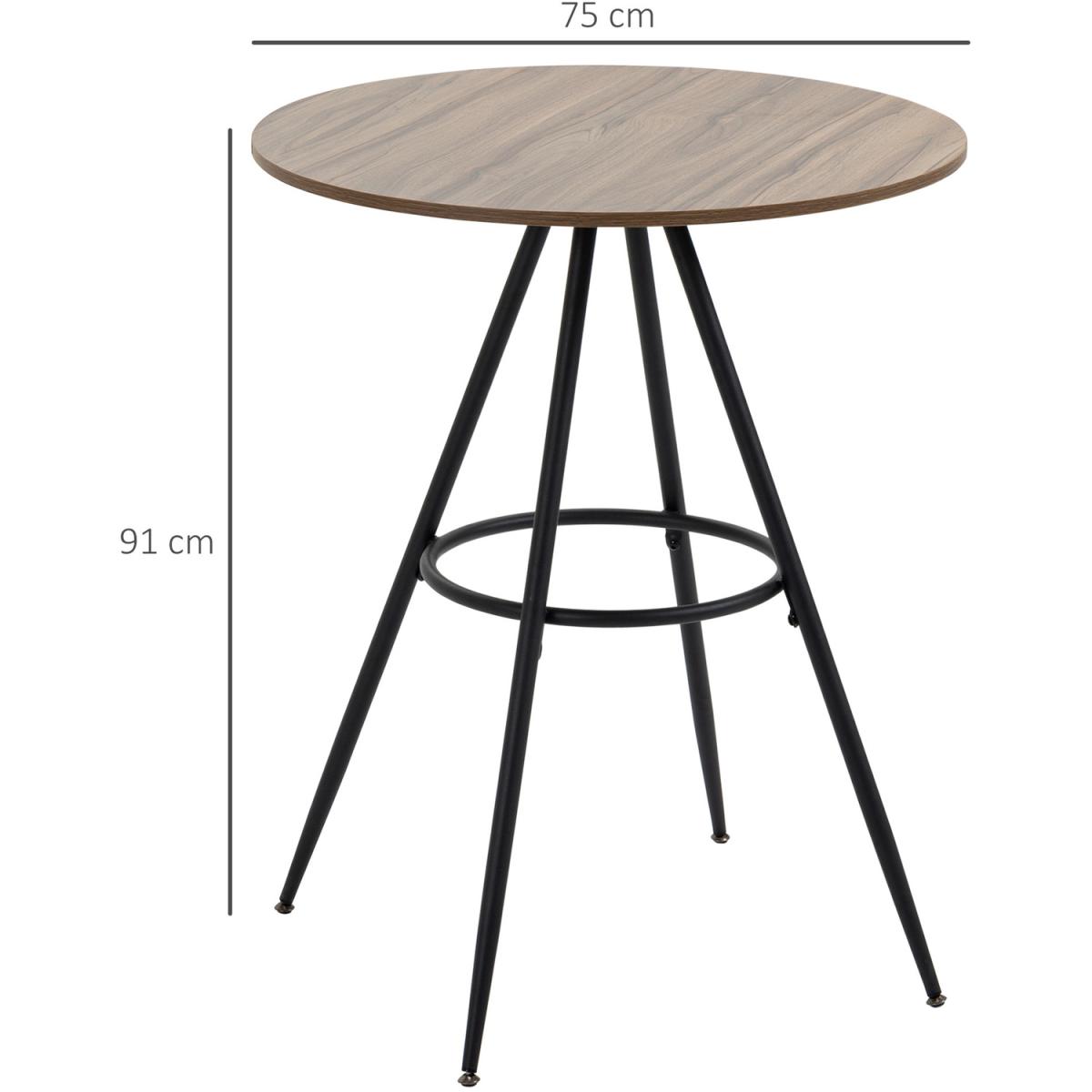 Round Bar Table, Kitchen Cafe Table, Bistro Table - Brown – image 2