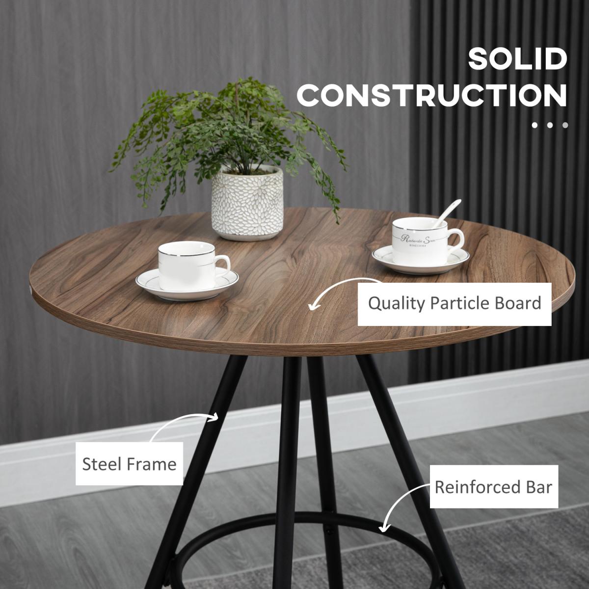 Round Bar Table, Kitchen Cafe Table, Bistro Table - Brown – image 3