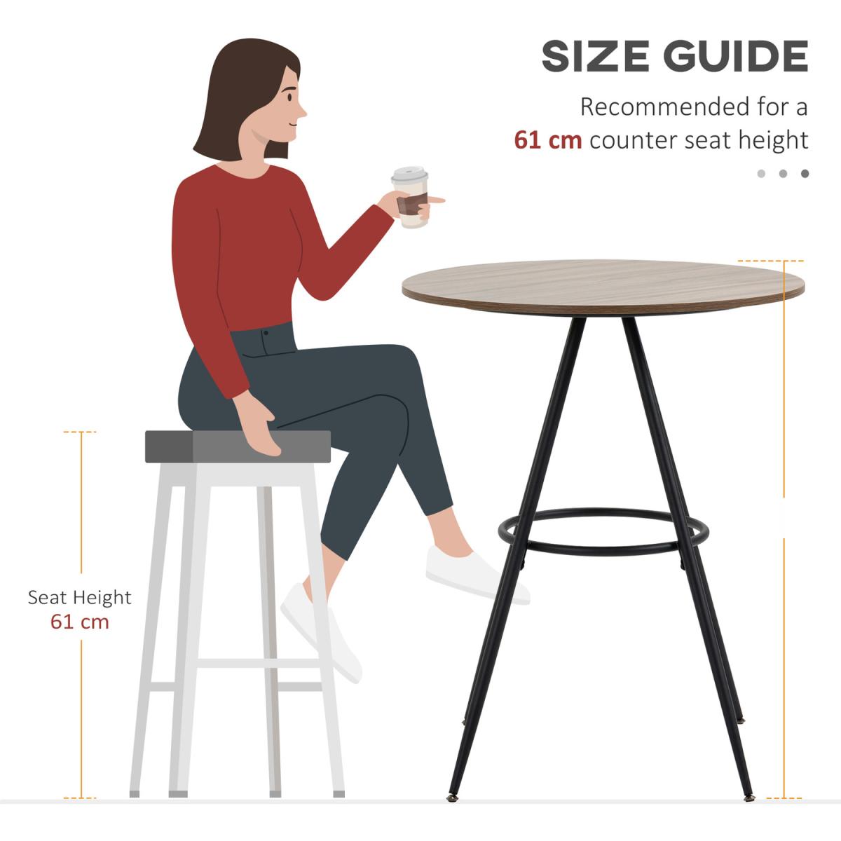 Round Bar Table, Kitchen Cafe Table, Bistro Table - Brown – image 6