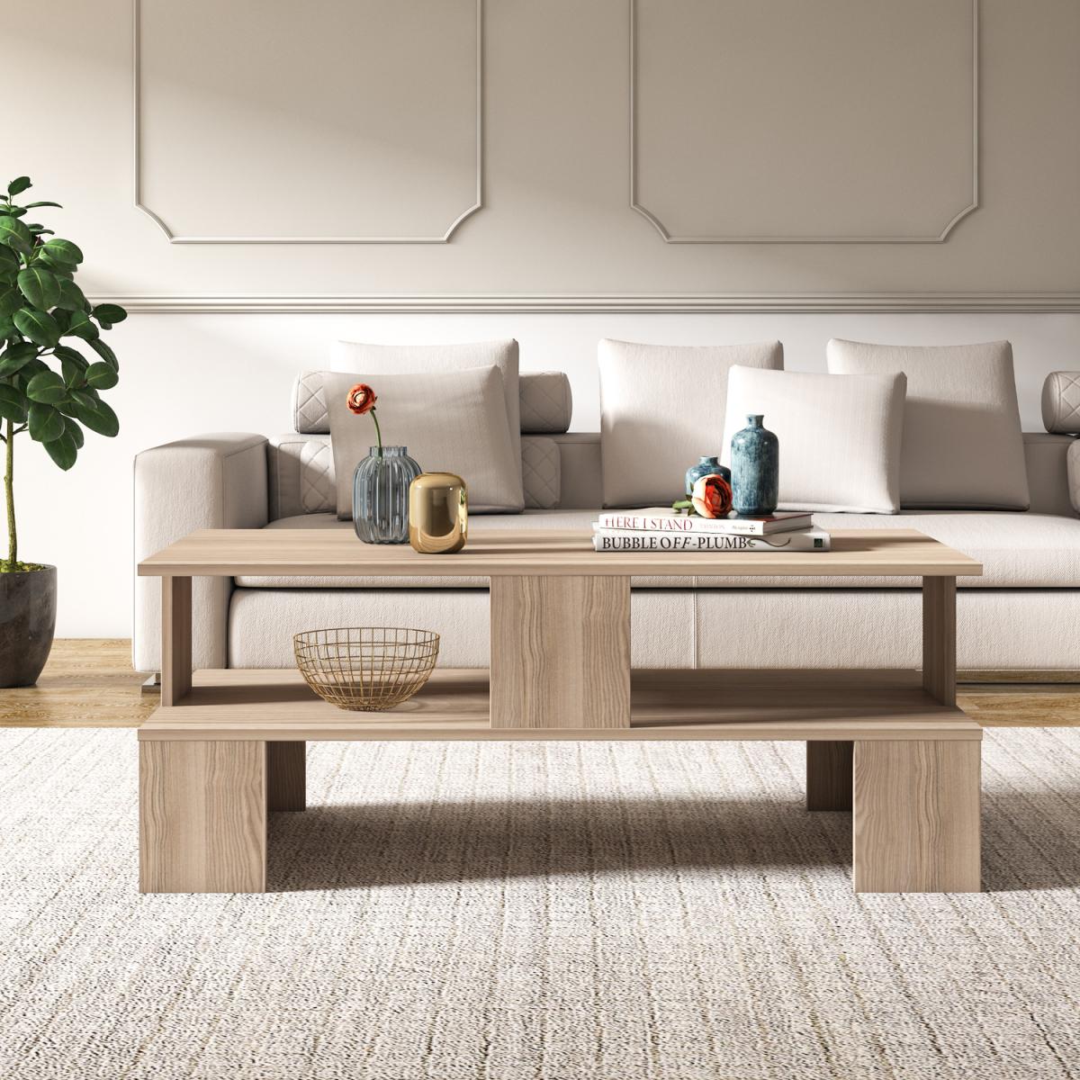 Eva 120 cm Wide Modern Coffee Table with Storage - Cordoba - Wood – image 2