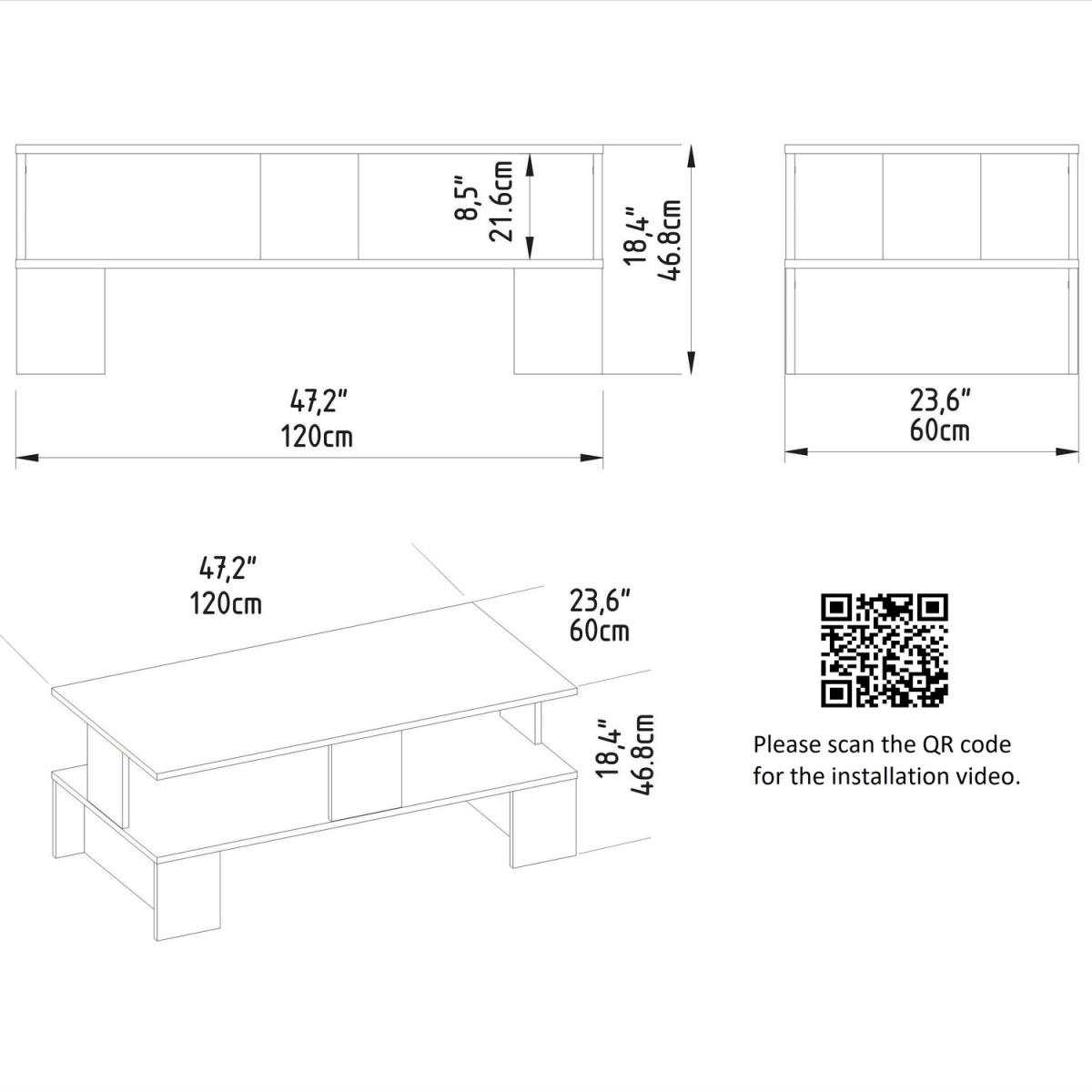 Eva 120 cm Wide Modern Coffee Table with Storage - Cordoba - Wood – image 8