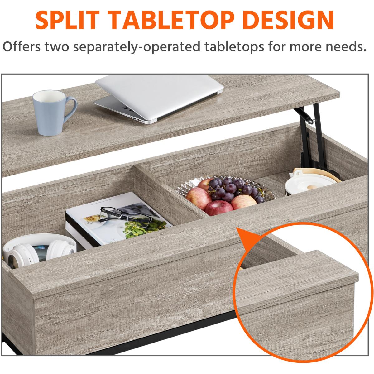 Split Lift-top Coffee Table - Grey – image 2