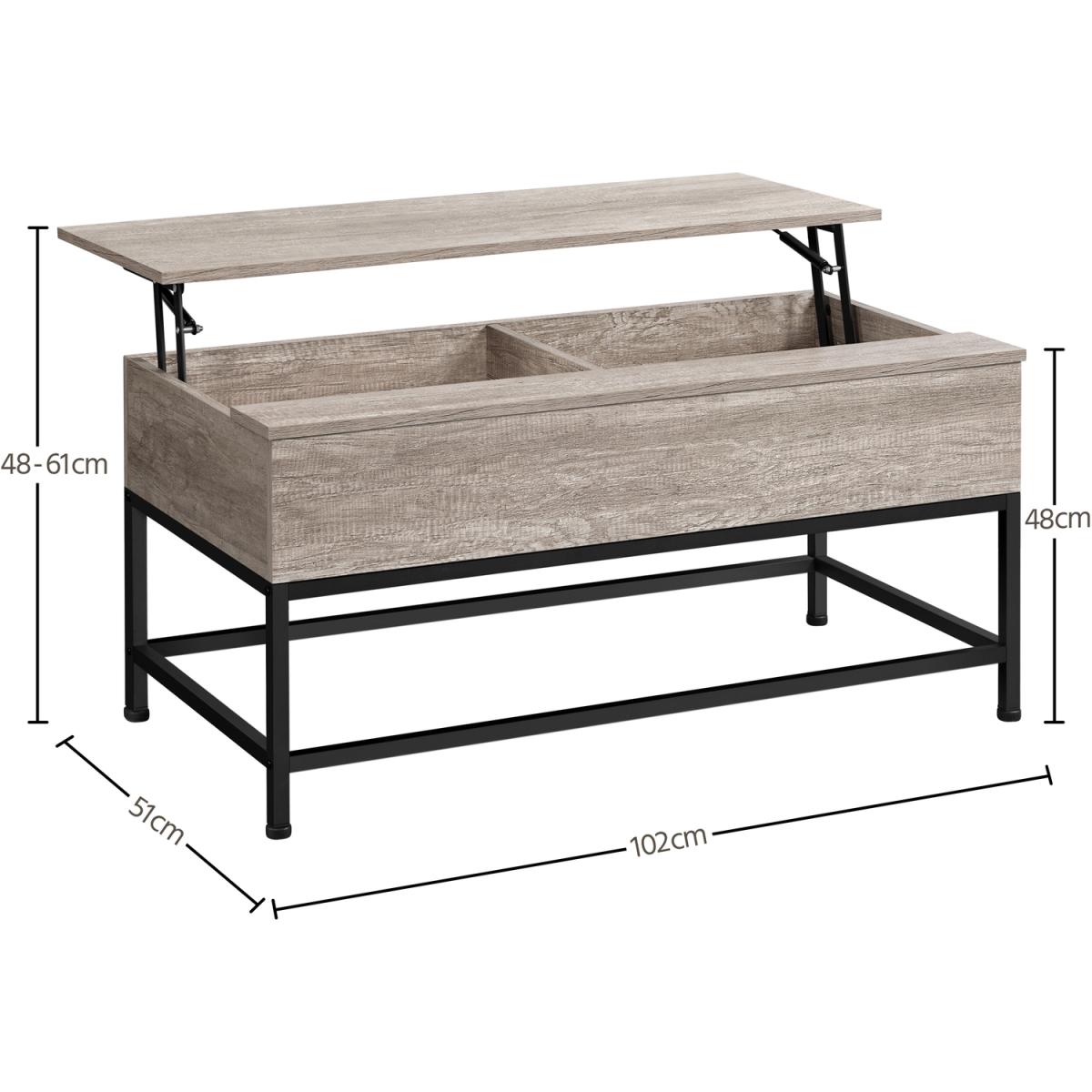 Split Lift-top Coffee Table - Grey – image 4