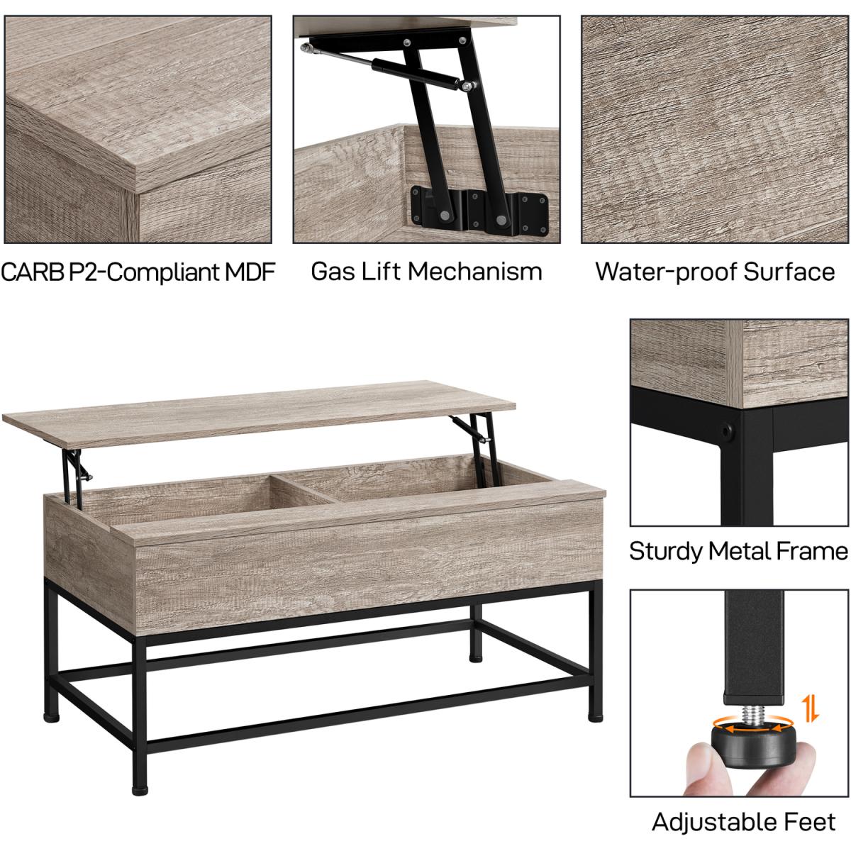 Split Lift-top Coffee Table - Grey – image 6