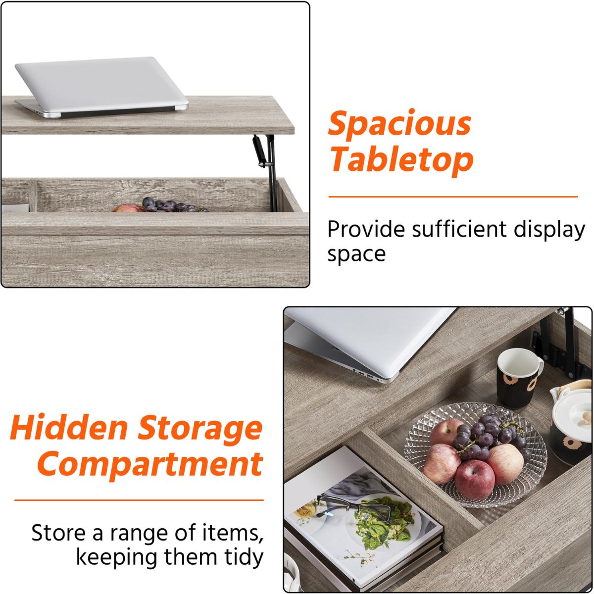 Split Lift-top Coffee Table - Grey – image 7