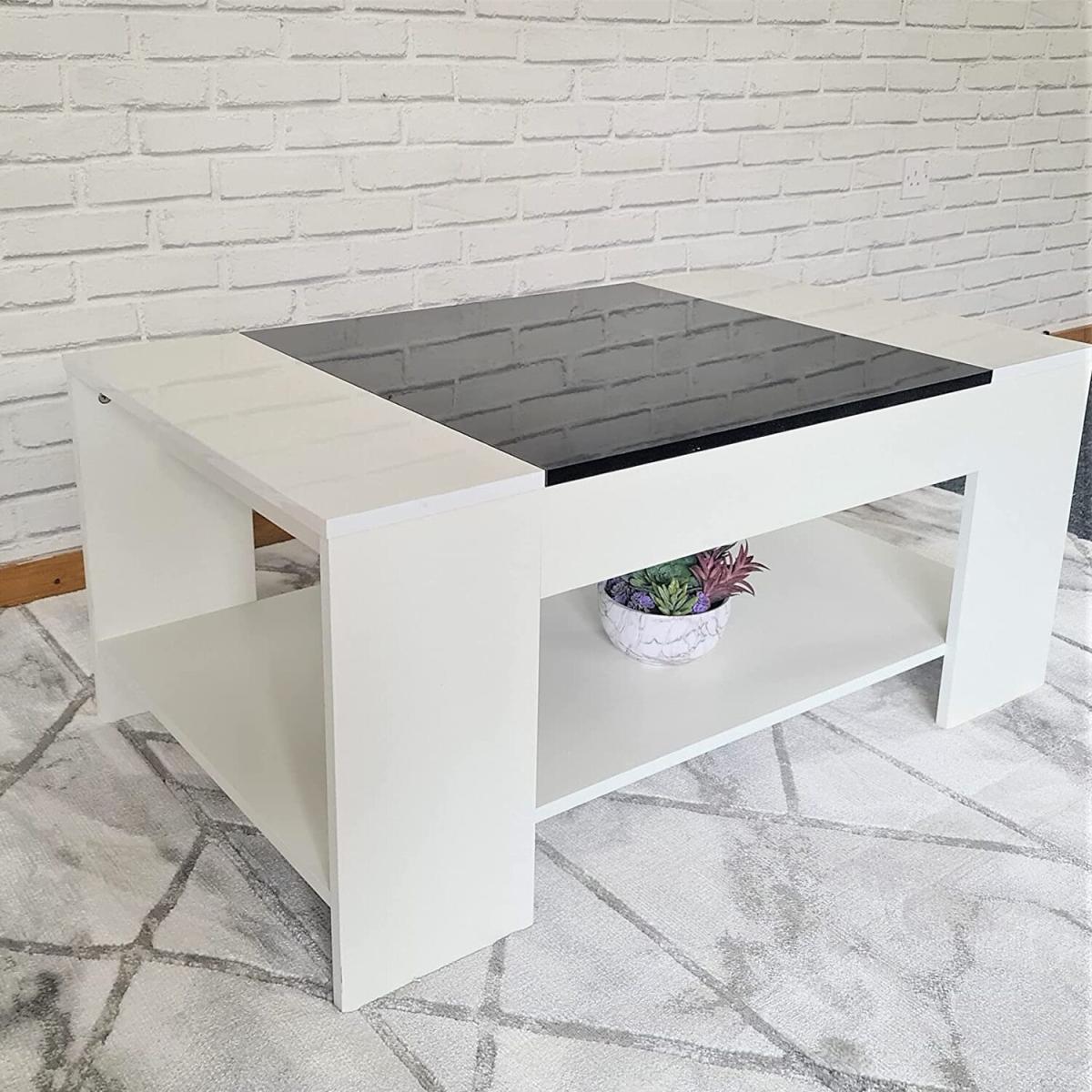 Coffee Table 2 Tier Modern Design - White – image 4