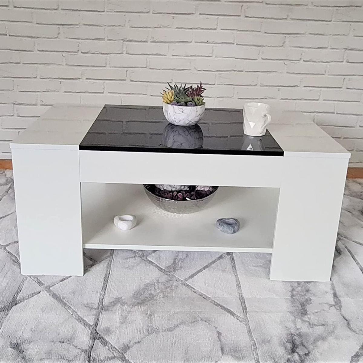 Coffee Table 2 Tier Modern Design - White – image 9