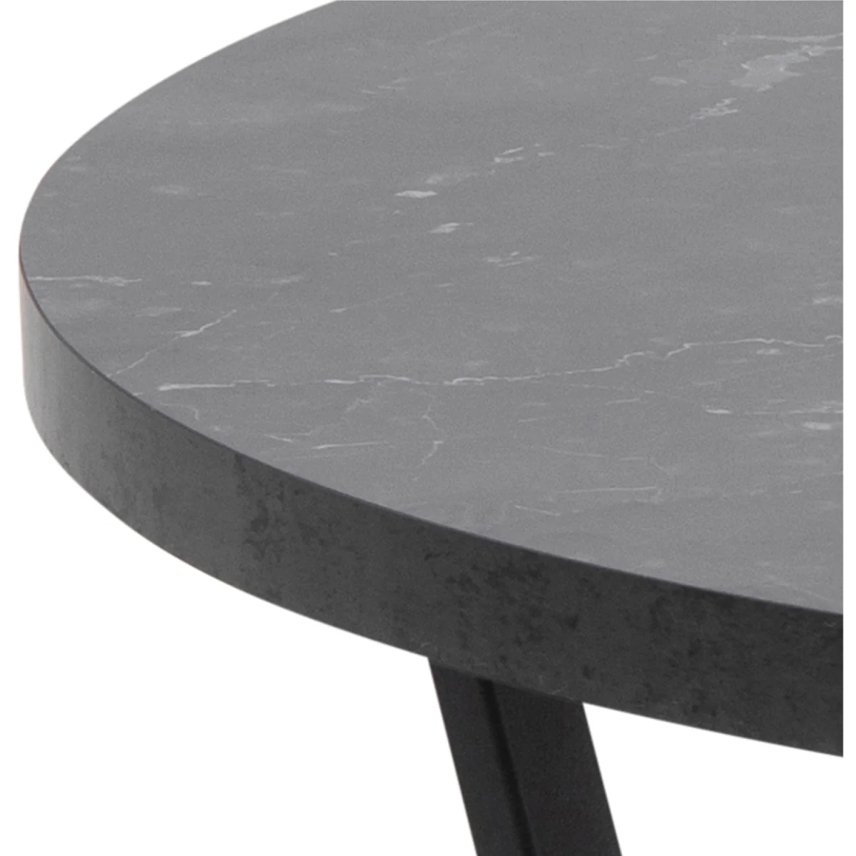 Amble Round Coffee Table with Black Marble Melamine Top & Black Legs - Black – image 3
