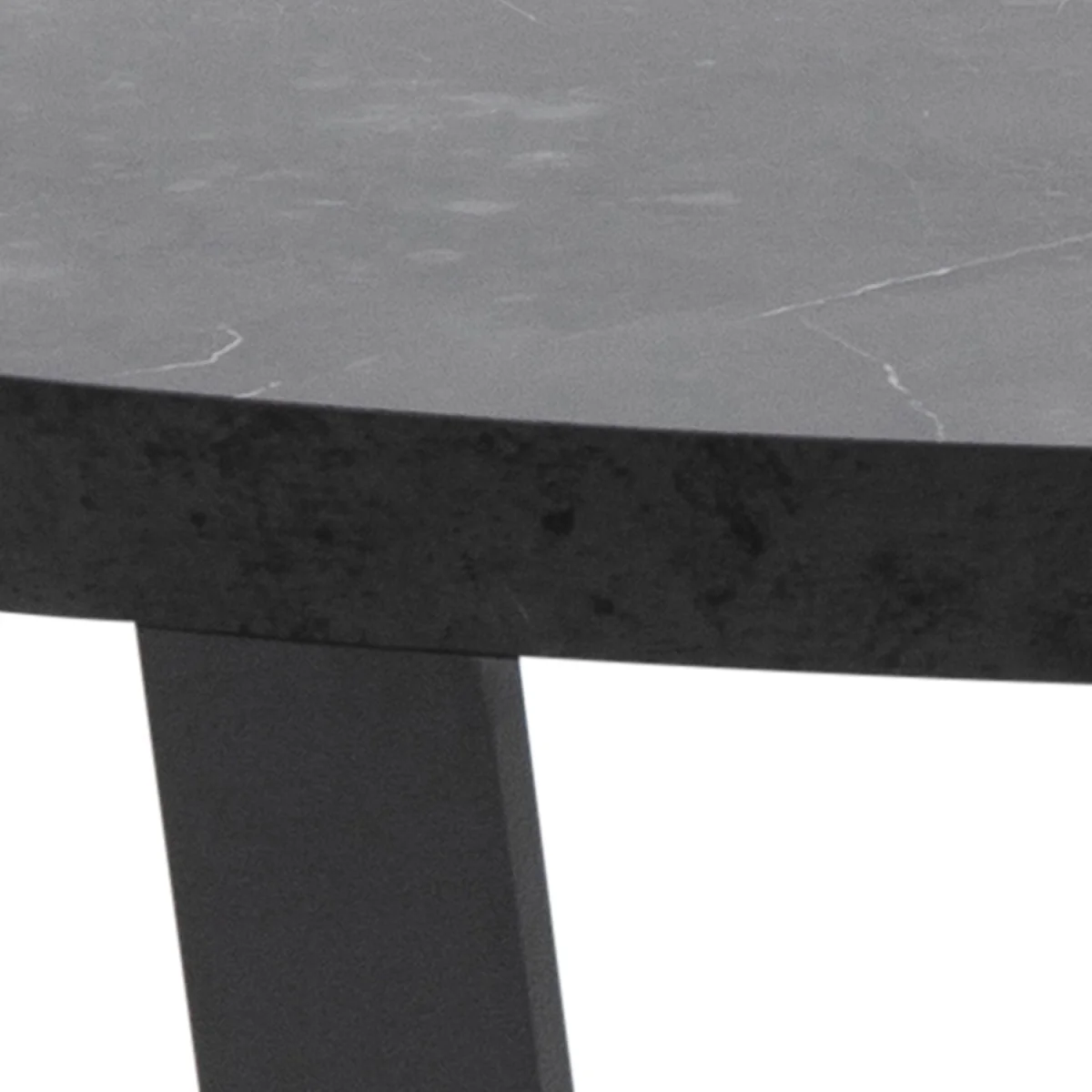 Amble Round Coffee Table with Black Marble Melamine Top & Black Legs - Black – image 4