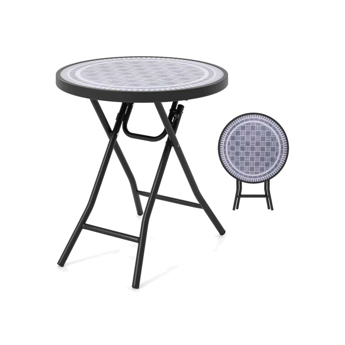 Grey Foldable Patio Glass Coffee Table - Grey – image 1