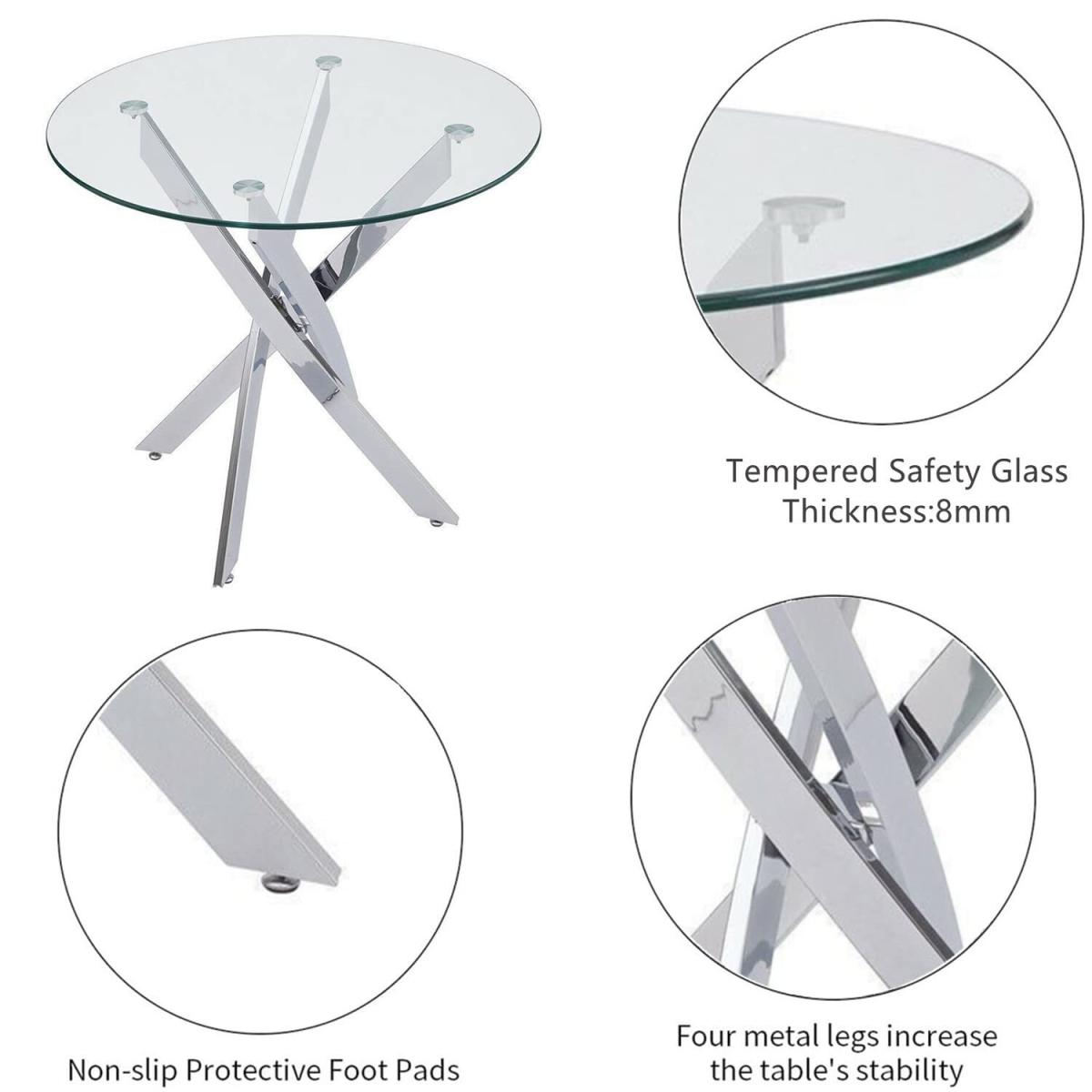 Round Dining Table 90cm Modern End Table Leisure Tea Coffee Table - silver – image 3