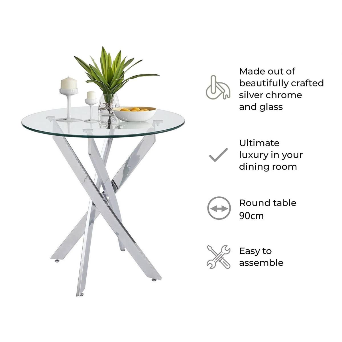 Round Dining Table 90cm Modern End Table Leisure Tea Coffee Table - silver – image 4