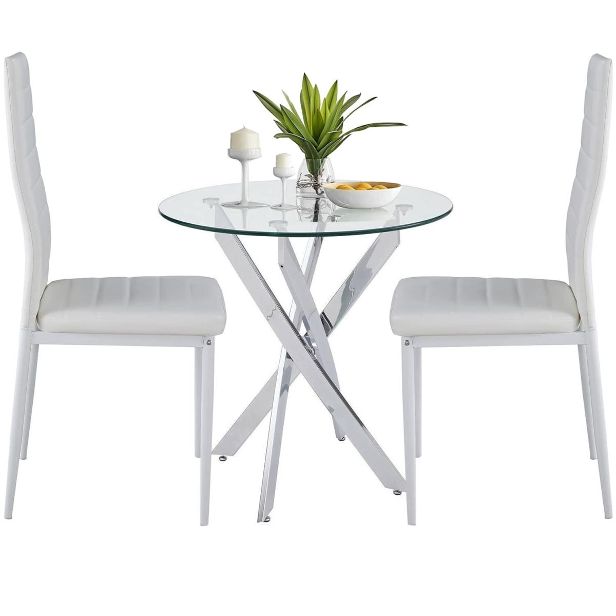 Round Dining Table 90cm Modern End Table Leisure Tea Coffee Table - silver – image 5