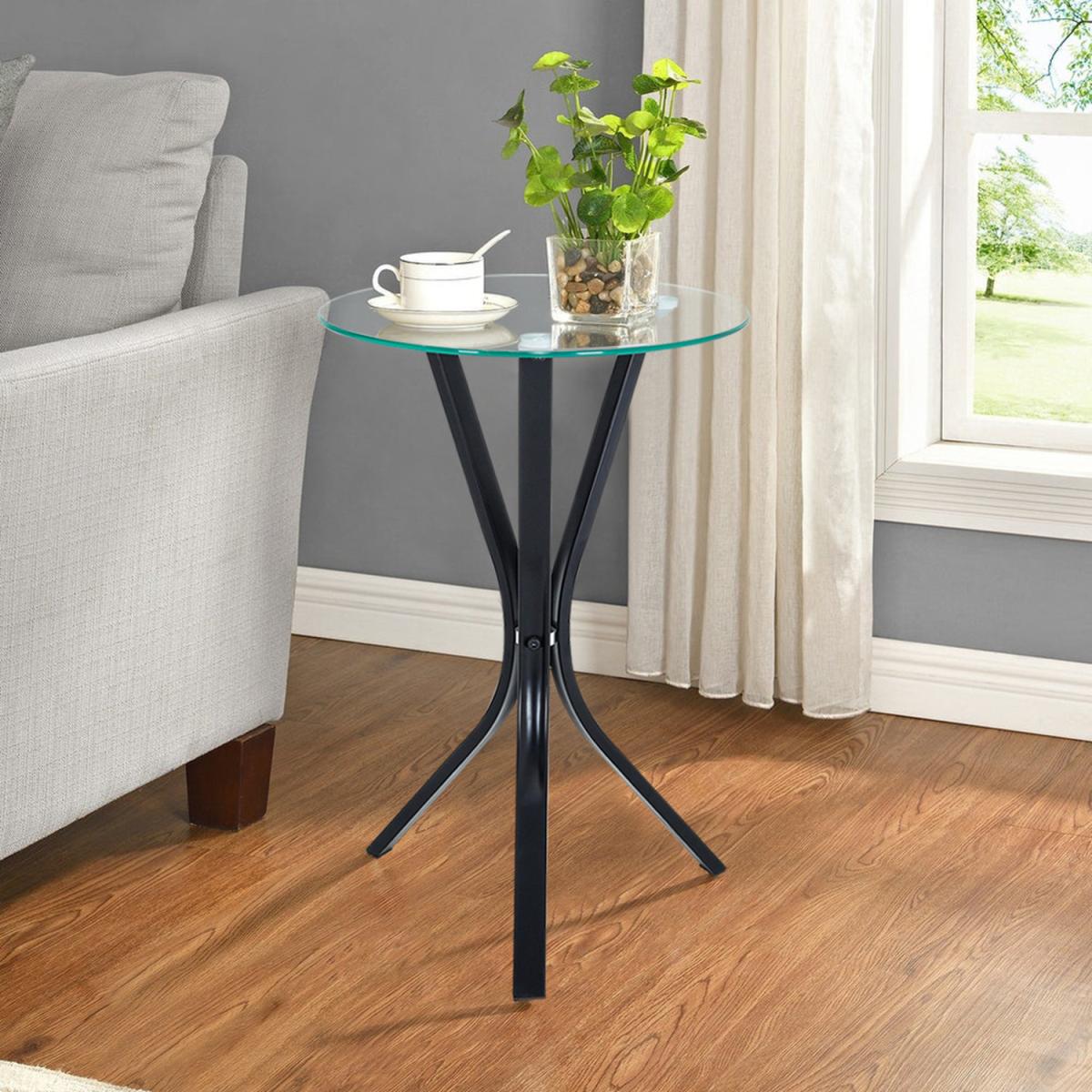 Tempered Glass Coffee Side End Table Storage Shelf - Silver – image 10