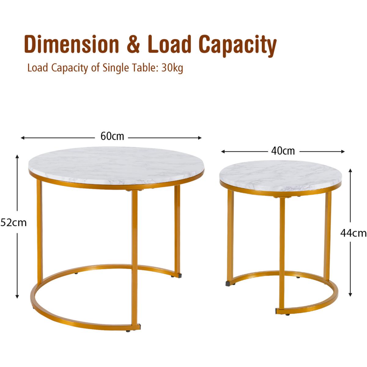 Costway 2 Pcs Round Nesting Coffee Table-Grey - Grey – image 3
