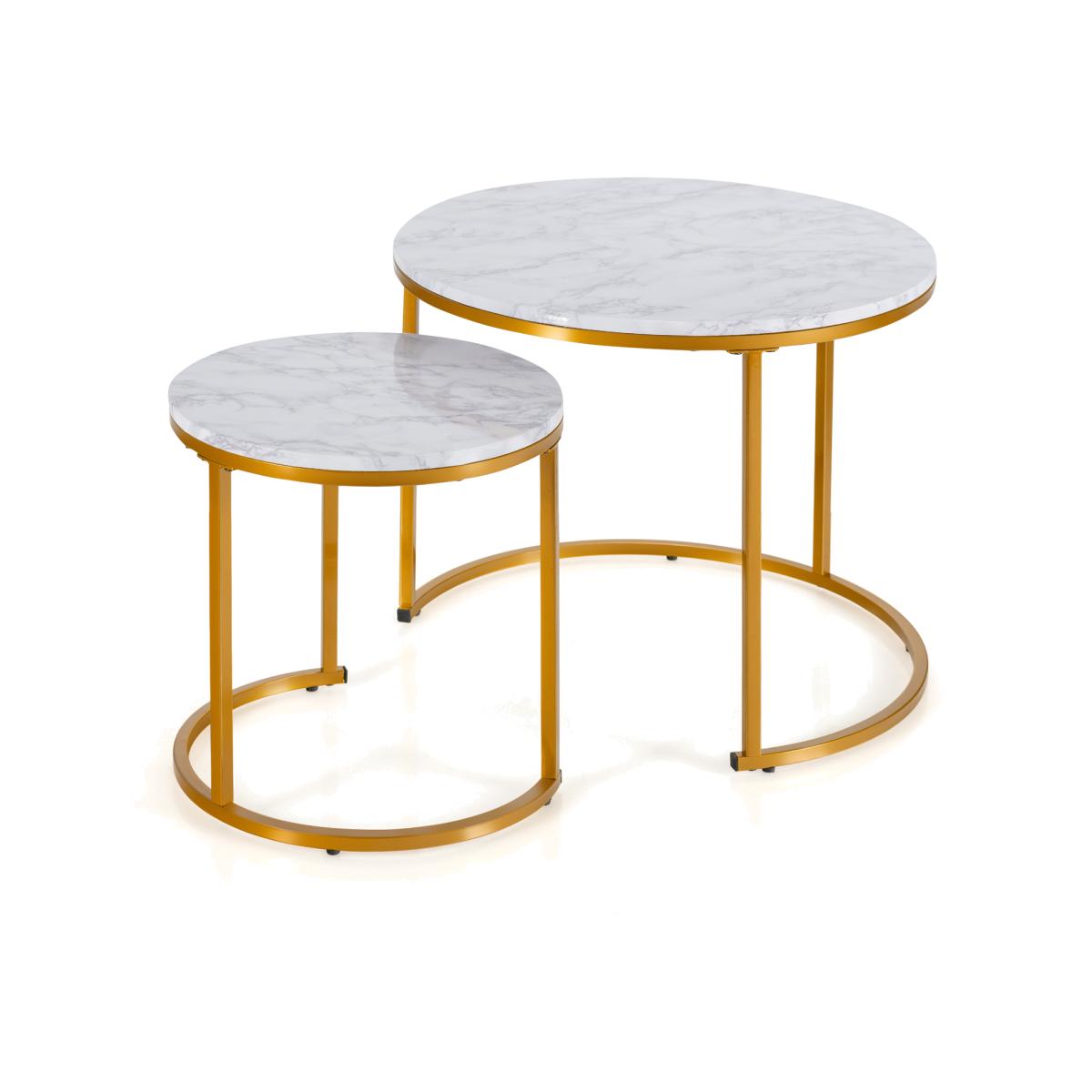 Costway 2 Pcs Round Nesting Coffee Table-Grey - Grey – image 1