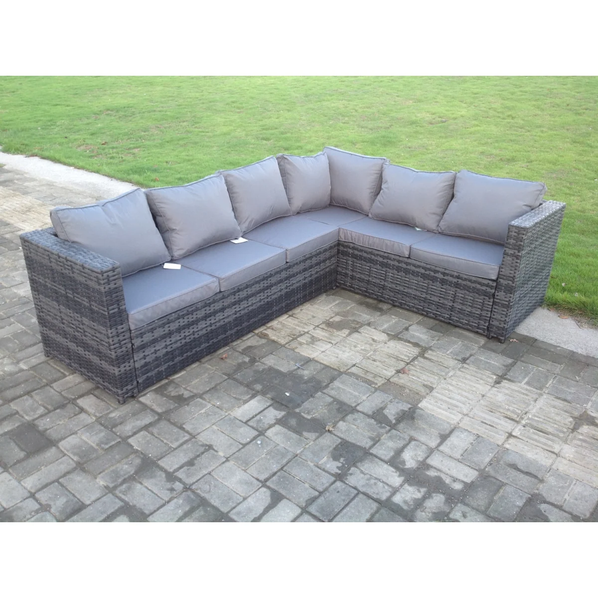Rattan Corner Sofa Set Coffee Table 6 Seater – image 2