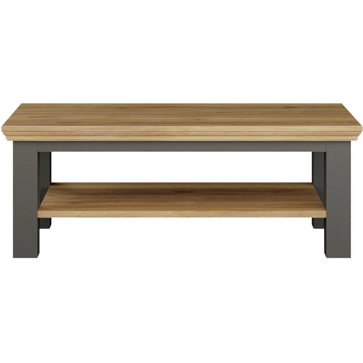 Pontypool Large Rectangular Coffee Table with Shelf - White and Riva Oak – image 3