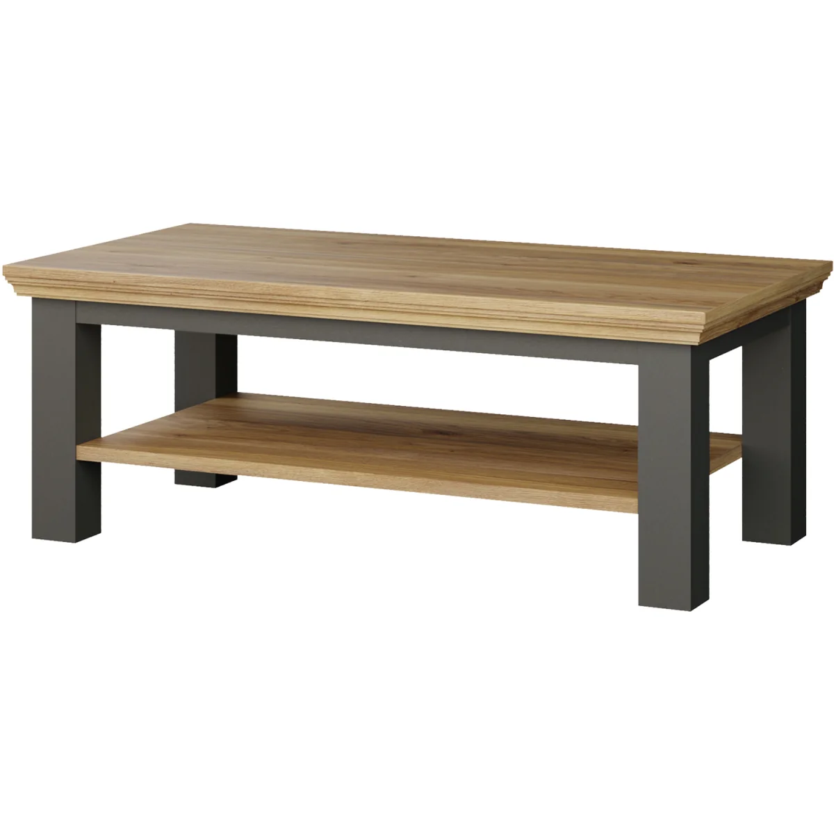 Pontypool Large Rectangular Coffee Table with Shelf - White and Riva Oak – image 4