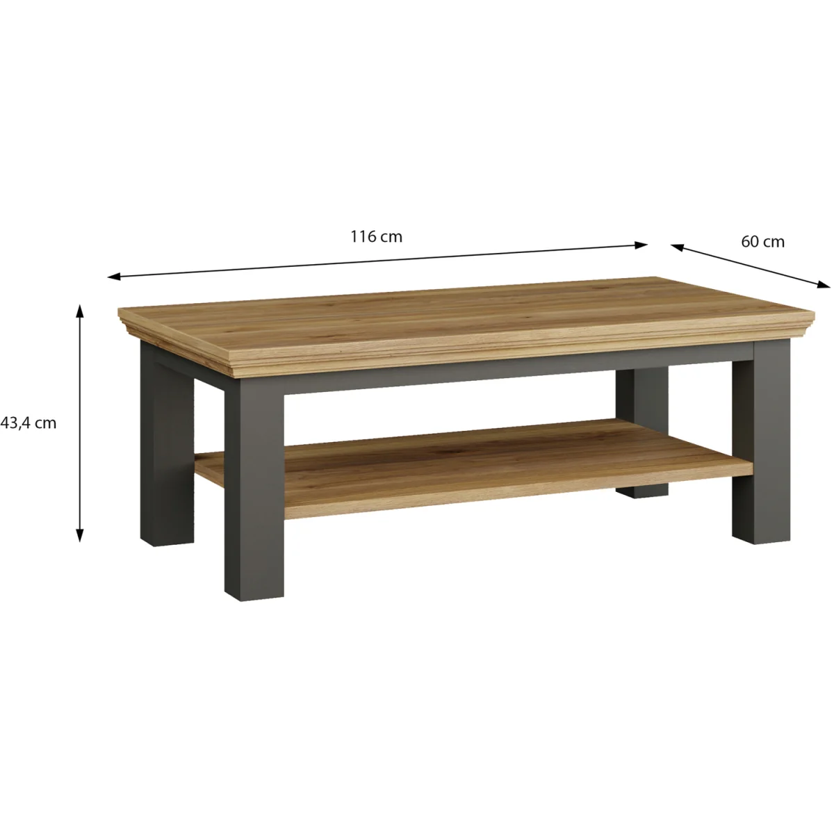 Pontypool Large Rectangular Coffee Table with Shelf - White and Riva Oak – image 7