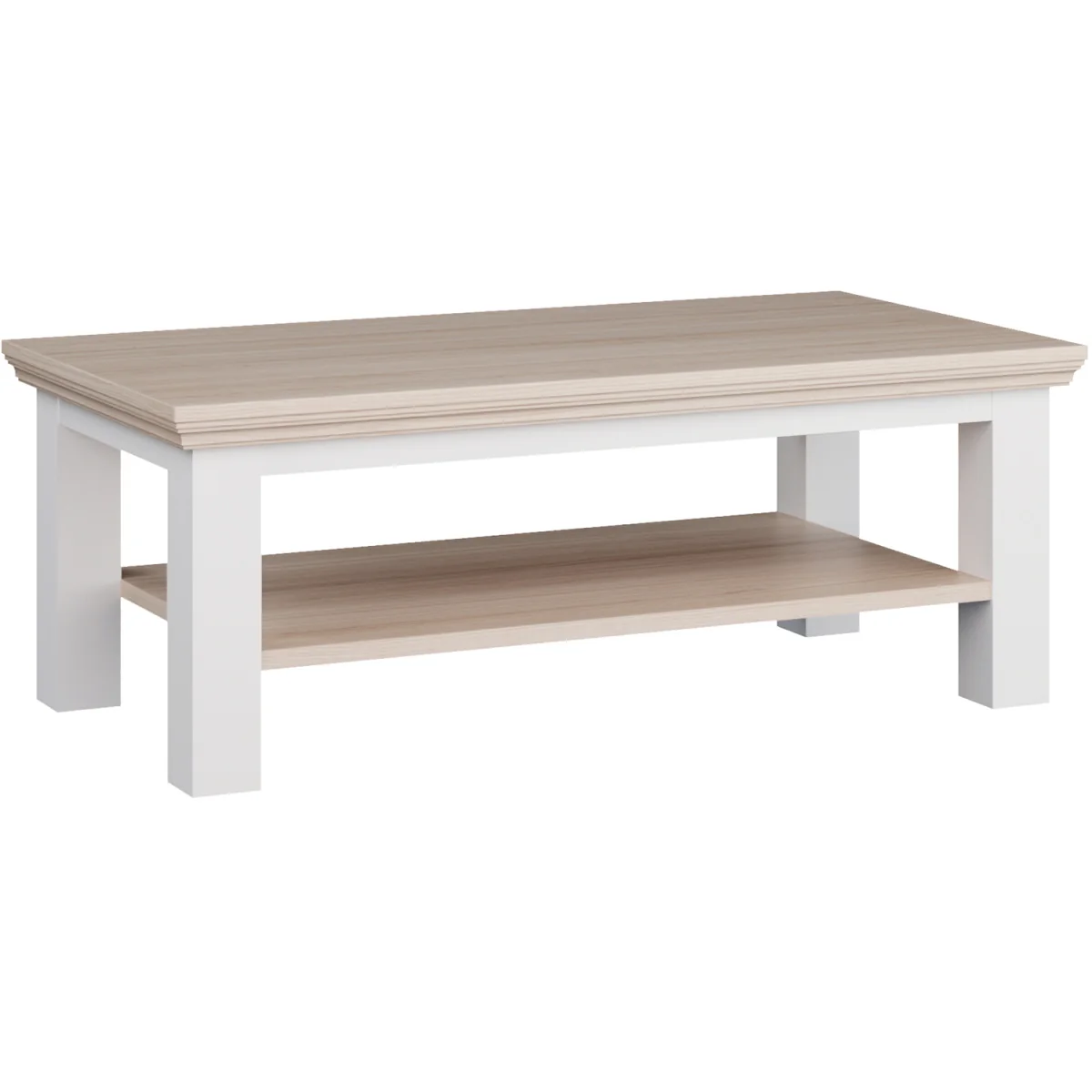 Pontypool Large Rectangular Coffee Table with Shelf - White and Riva Oak – image 8