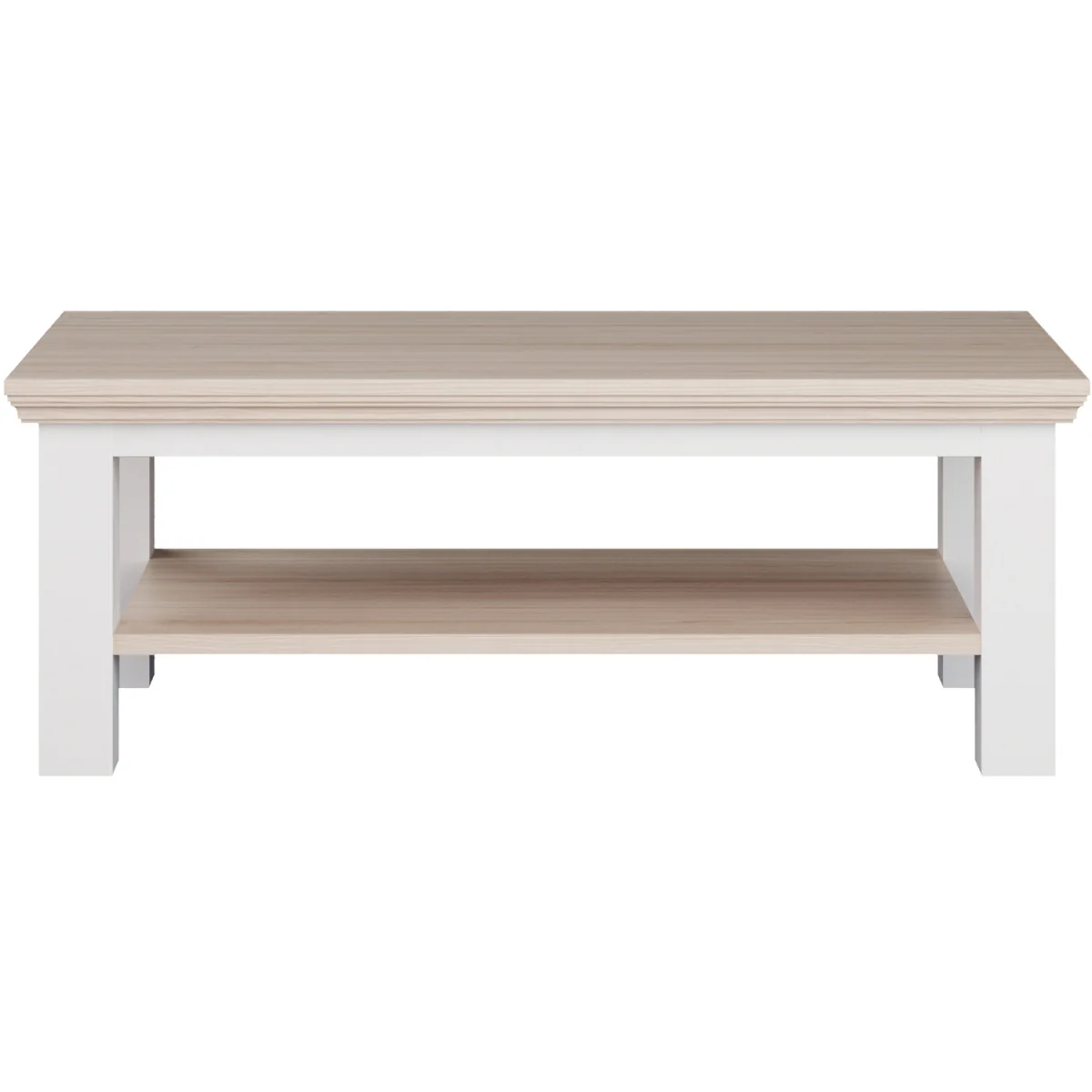 Pontypool Large Rectangular Coffee Table with Shelf - White and Riva Oak – image 9