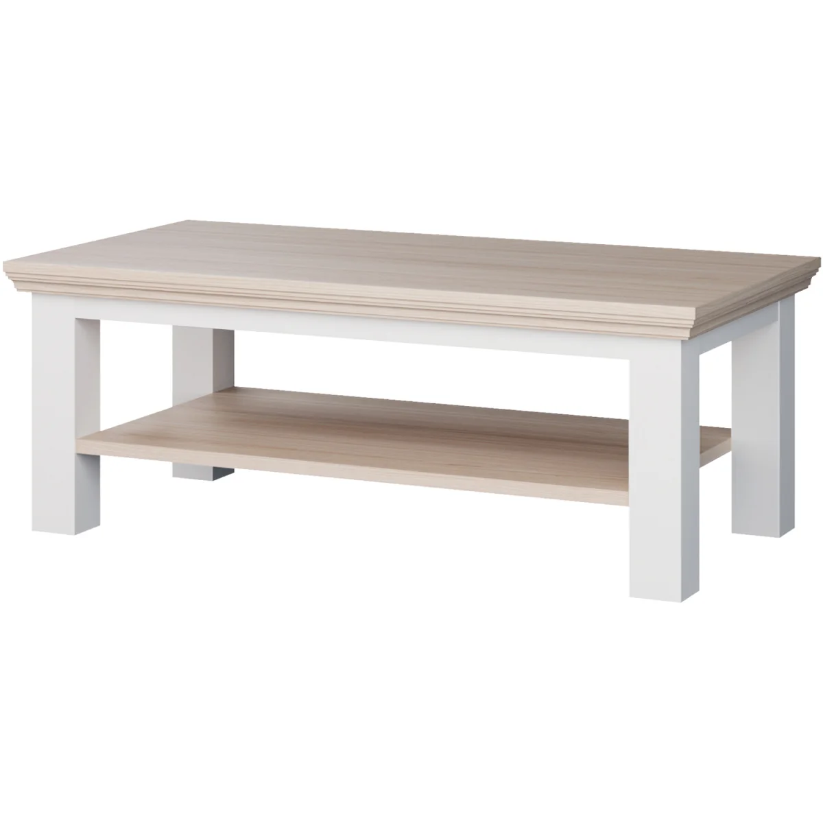 Pontypool Large Rectangular Coffee Table with Shelf - White and Riva Oak – image 10