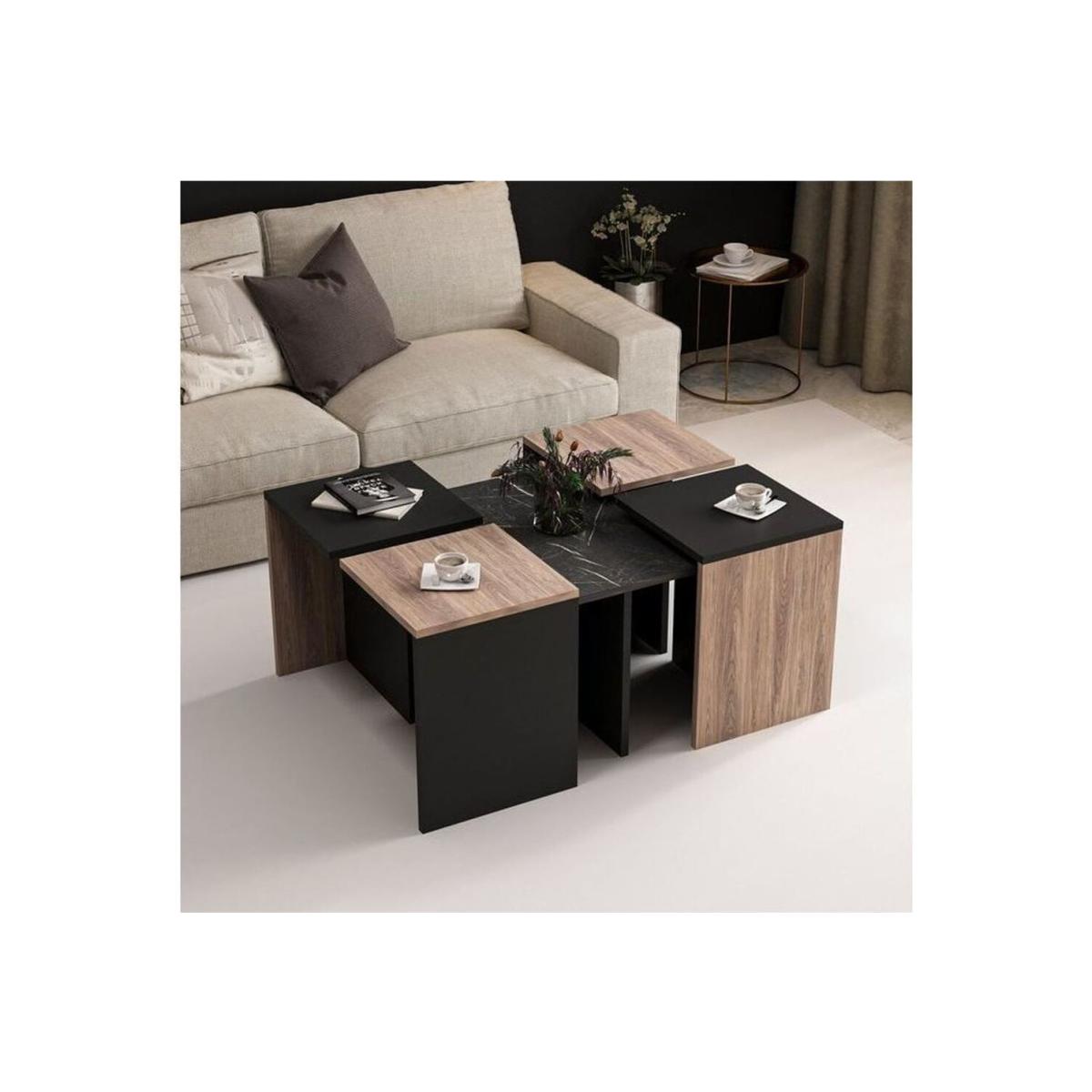 Owen Coffee Table Set - Taupe & Black