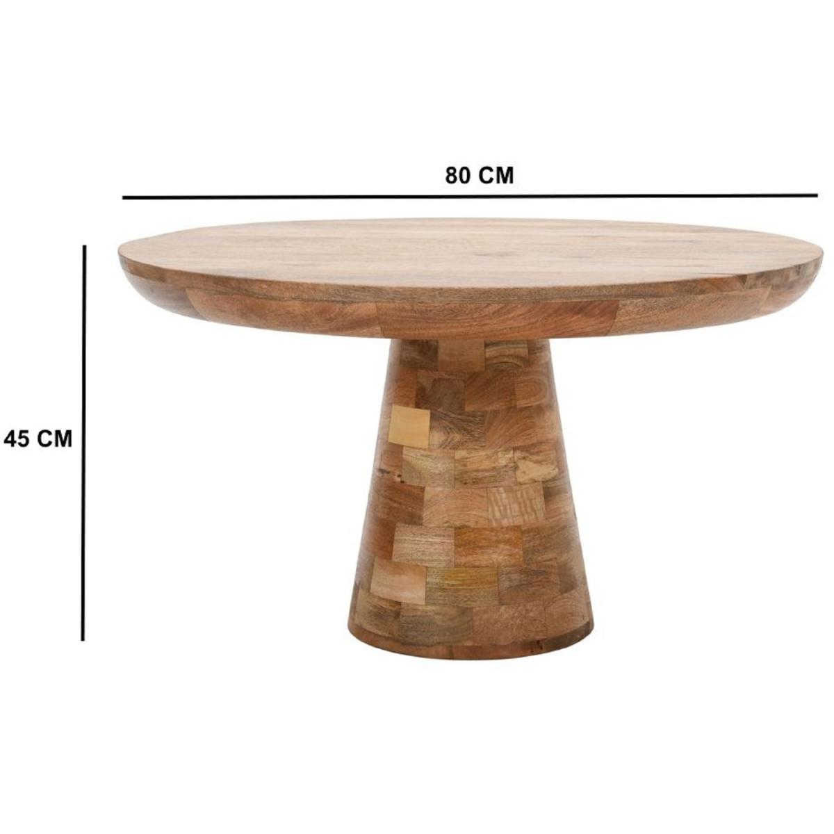 Merlin Mango Wooden Round Coffee Table Mushroom Style - Brown – image 6