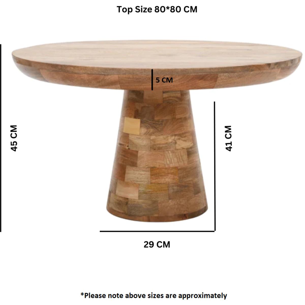 Merlin Mango Wooden Round Coffee Table Mushroom Style - Brown – image 7