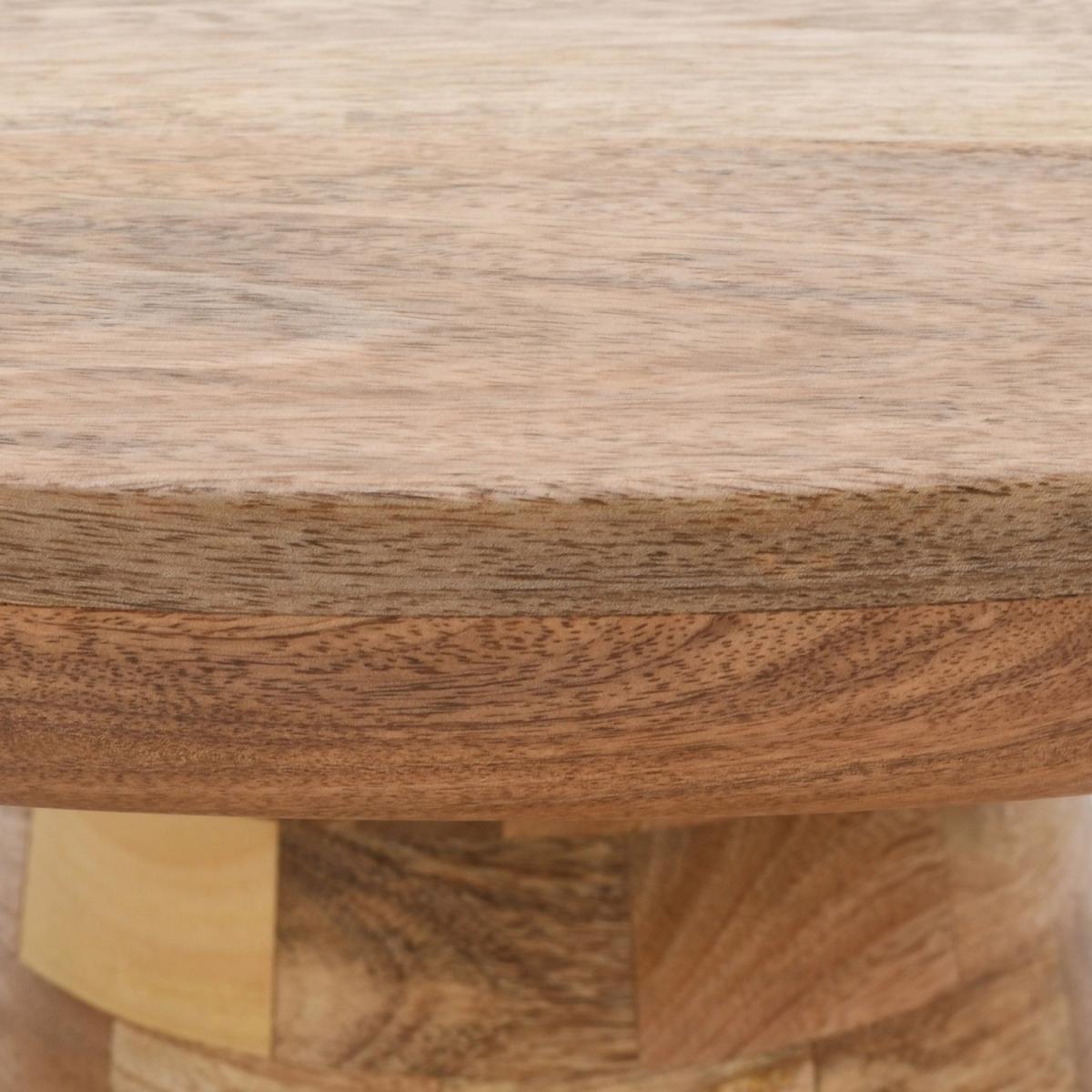 Merlin Mango Wooden Round Coffee Table Mushroom Style - Brown – image 8