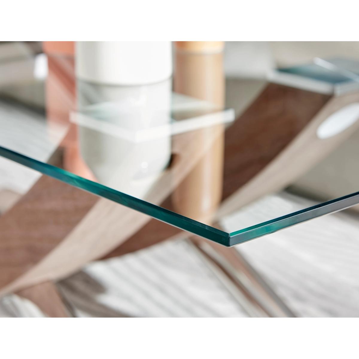 Mayfair Brown Wood Veneer and Metal Glass Coffee Table - Brown – image 3