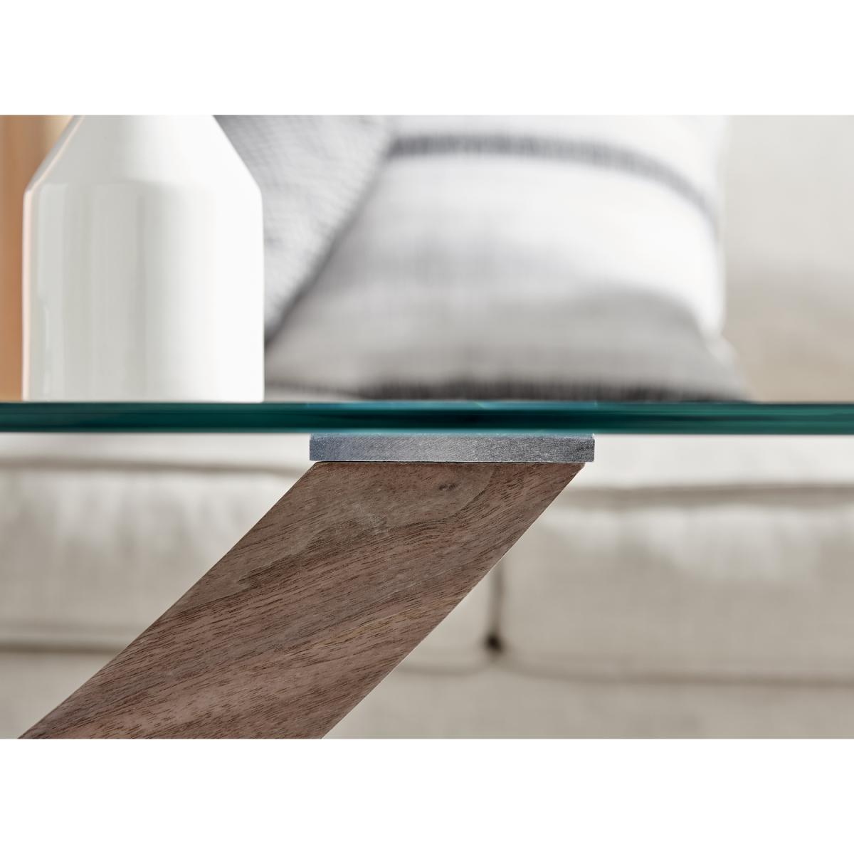 Mayfair Brown Wood Veneer and Metal Glass Coffee Table - Brown – image 4