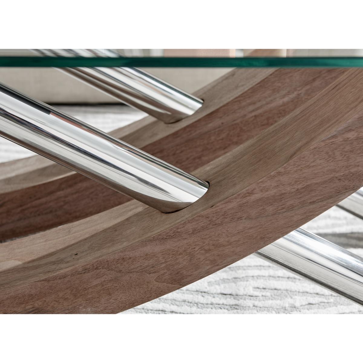Mayfair Brown Wood Veneer and Metal Glass Coffee Table - Brown – image 5